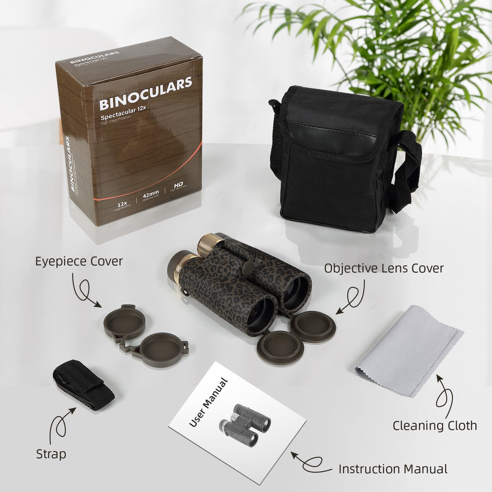Folgtek Binoculars Adults Telescopes With 12X42 Hd Glasses Large Viewangle With Clear Low Night Vision Ipx7 Waterproof Multi Coated Field For Outdoor Observation, Camping, Hunting