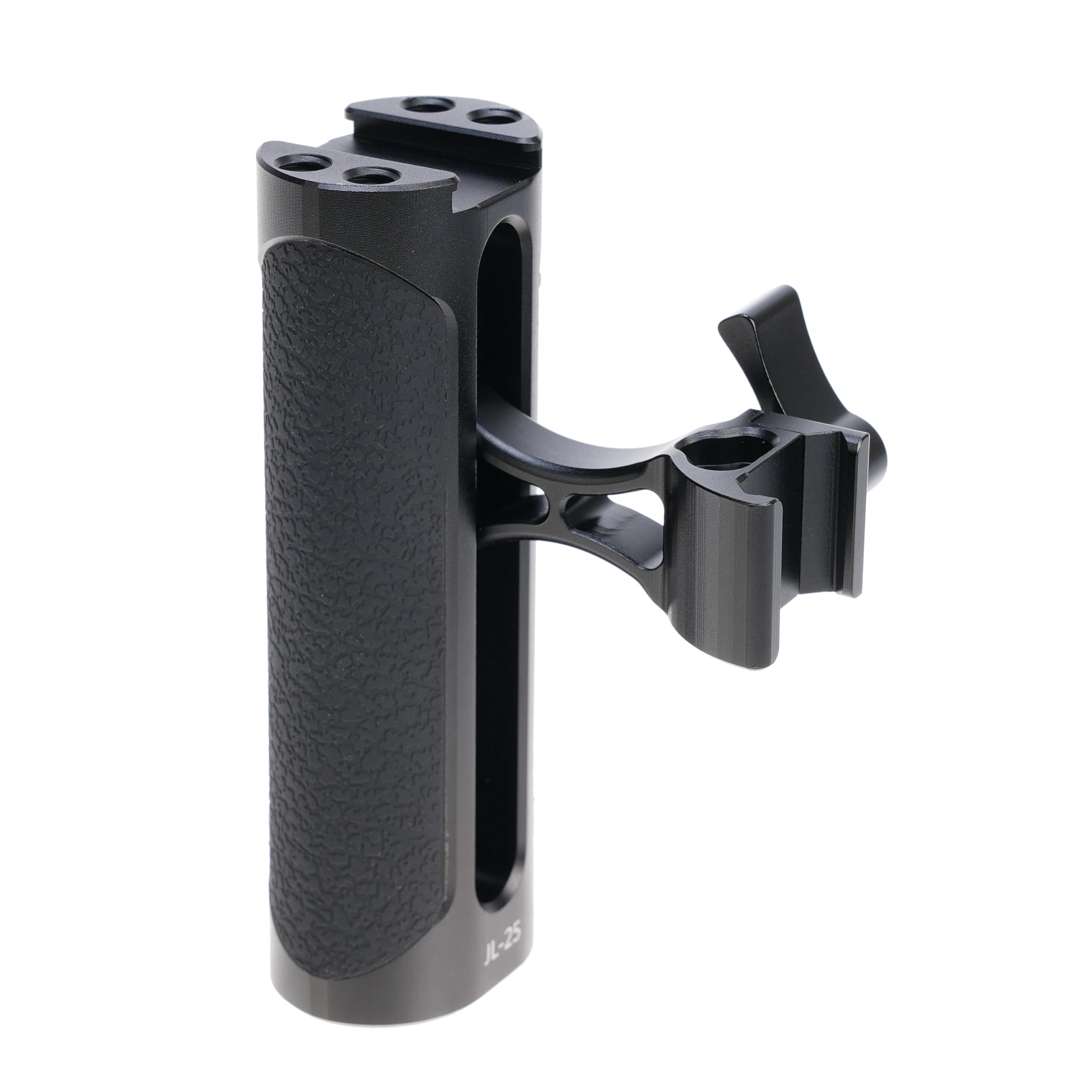 Focusfoto Nato Clamp Side Handle Grip, Left Or Right Handgrip With 1/4"-20 Screw & Cold Shoe Mount Universal For Nato Rail Camera Cage Led Light Microphone Video Stabilizer Rig (Height Adjustable)