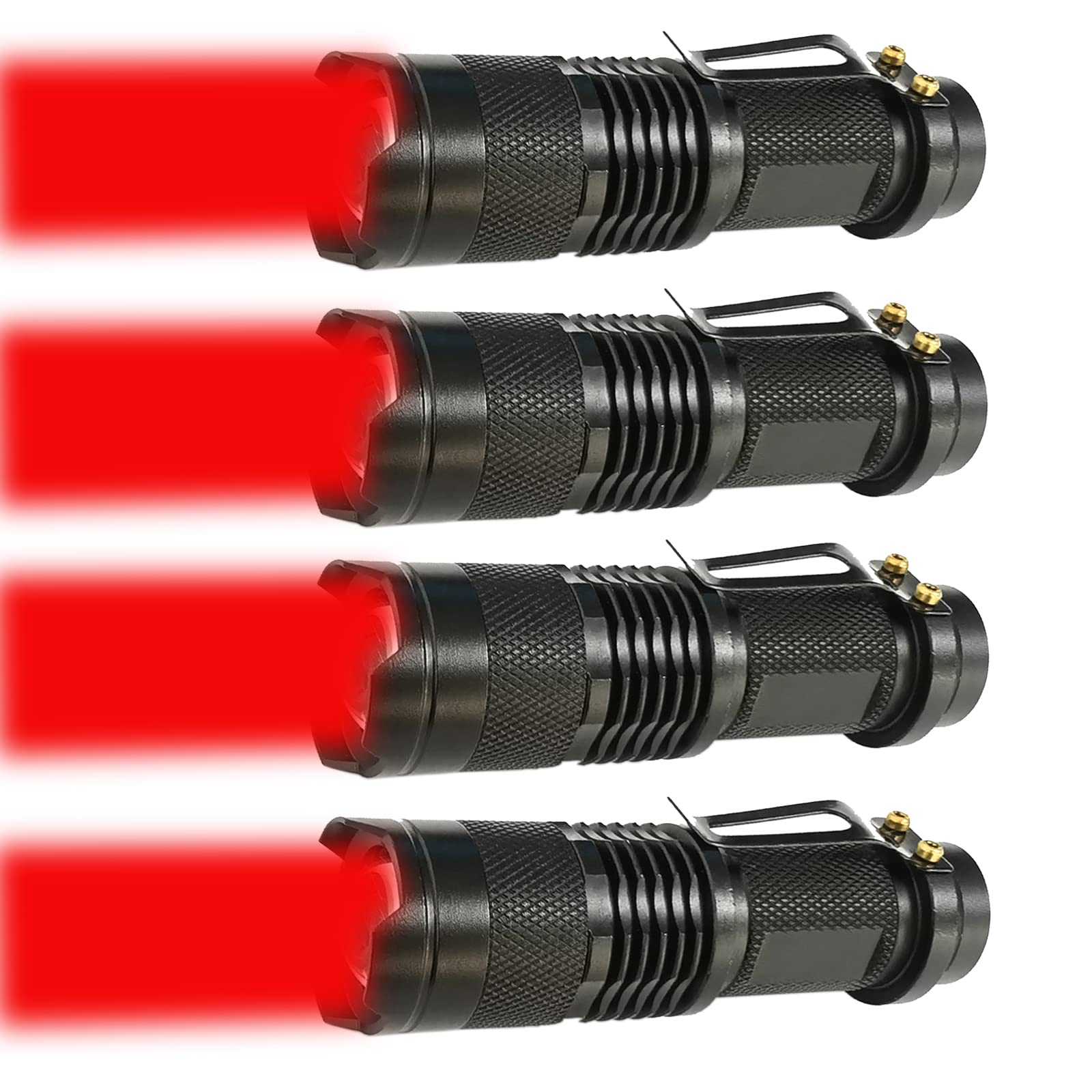 Xysrz 4 Pack Single Mode Red Light Flashlight Red Torch Light With Clip Zoomable Red Flashlight For Hunting Astronomy Aviation Night Observation