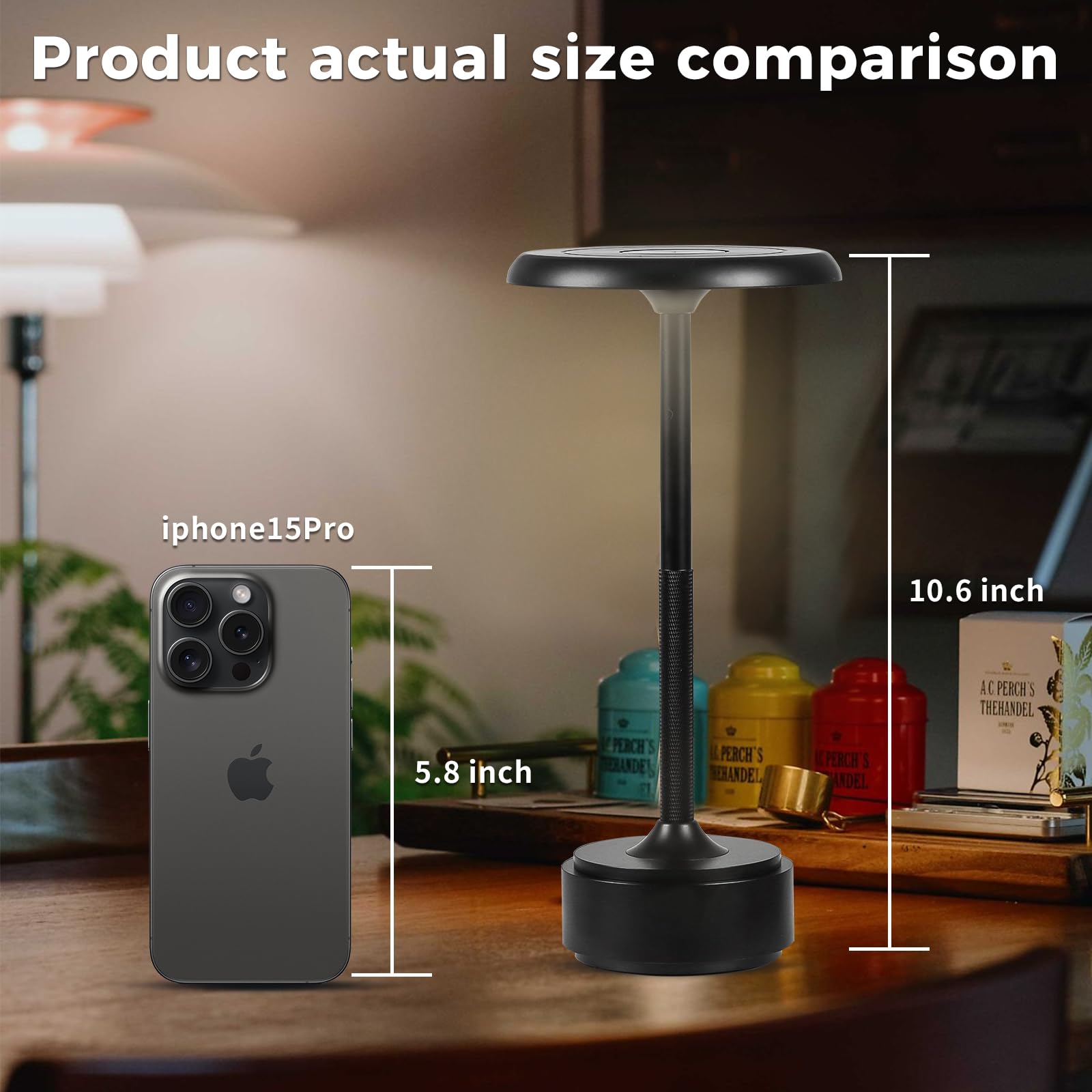 Yyxgoob Cordless Portable Led Table Lamp， Rechargeable Battery Operated Desk Lamp With Touch Sensor Three-Level Dimmable Suitable For Home Office Bedroom Hotel Room Restaurant Outdoo (Black) (Black)