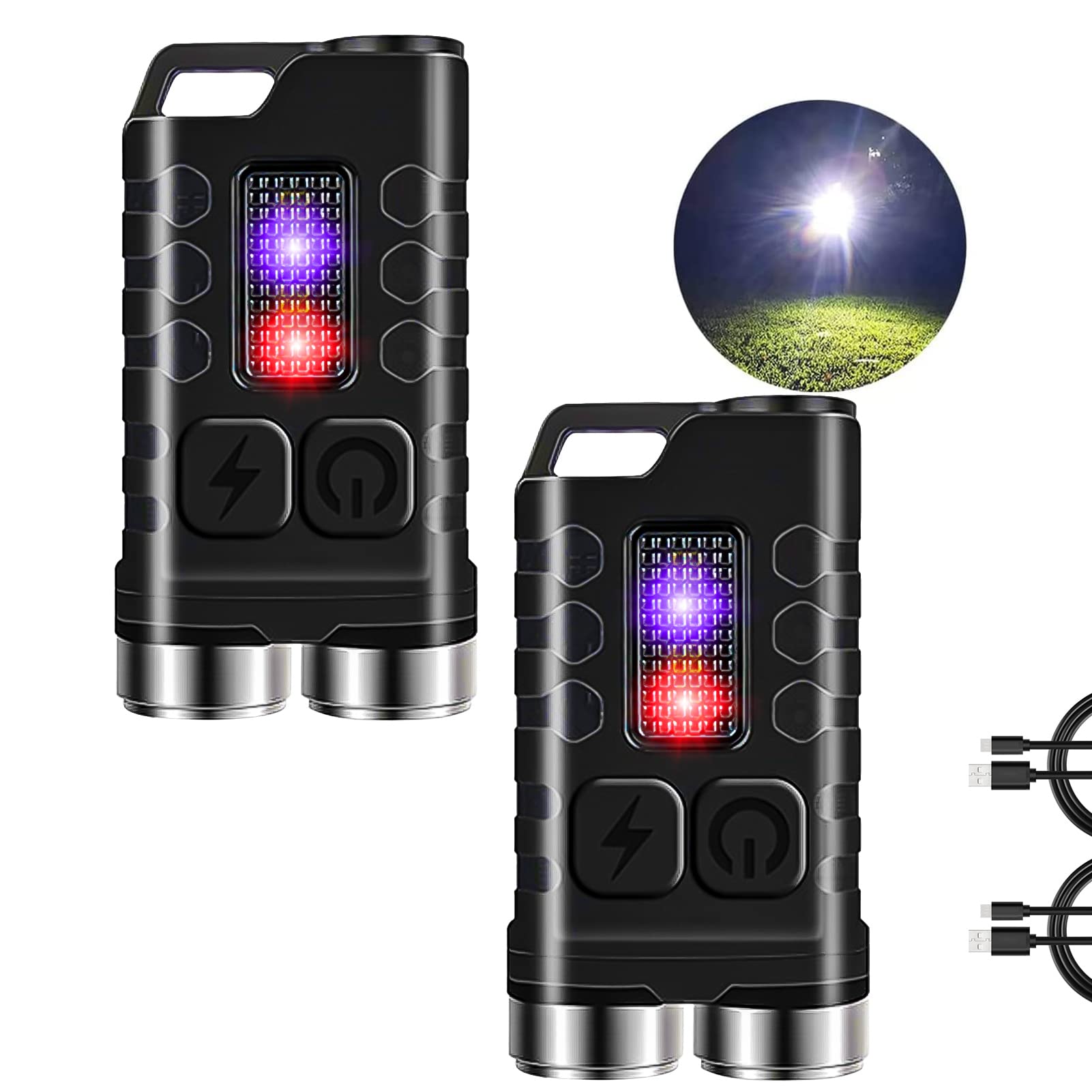 Fzh Edc Small Flashlight Powerful With 365Nm Uv Black Light (2Pc) - Super Bright 900 Lm Usb C Rechargeable Led Mini Keychain Flash Light With Cob Side Light, Magnet -11 Modes, Ipx65 Pocket Torch