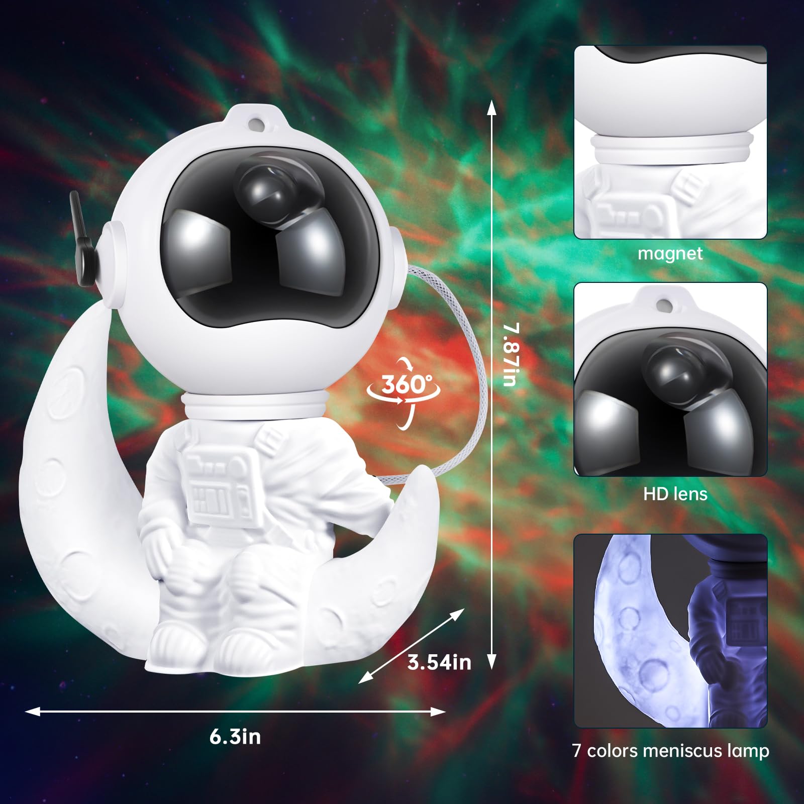 Oioendgs Astronaut Galaxy Projector Night Light - Nebula Star Projector With Timer & Remote, Room Decor For Kids Adults, Christmas Birthday Valentines Day