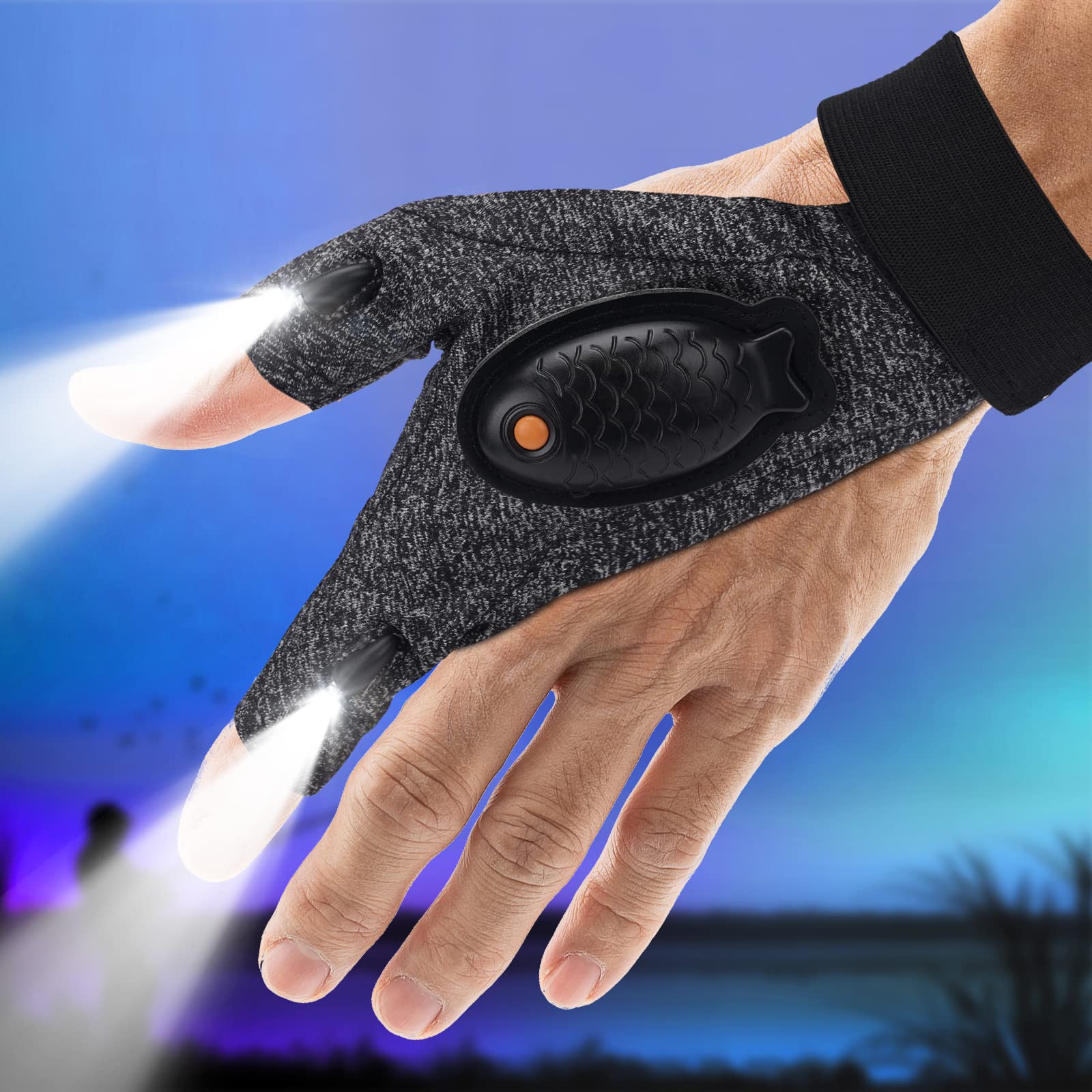 Meixixi Rechargeable Led Gloves With Waterproof Lights - Stocking Stuffers For Men, Christmas , Flashlight Gloves, Car Tools, Fishing And Camping Accessories For Adults, Women, Dad