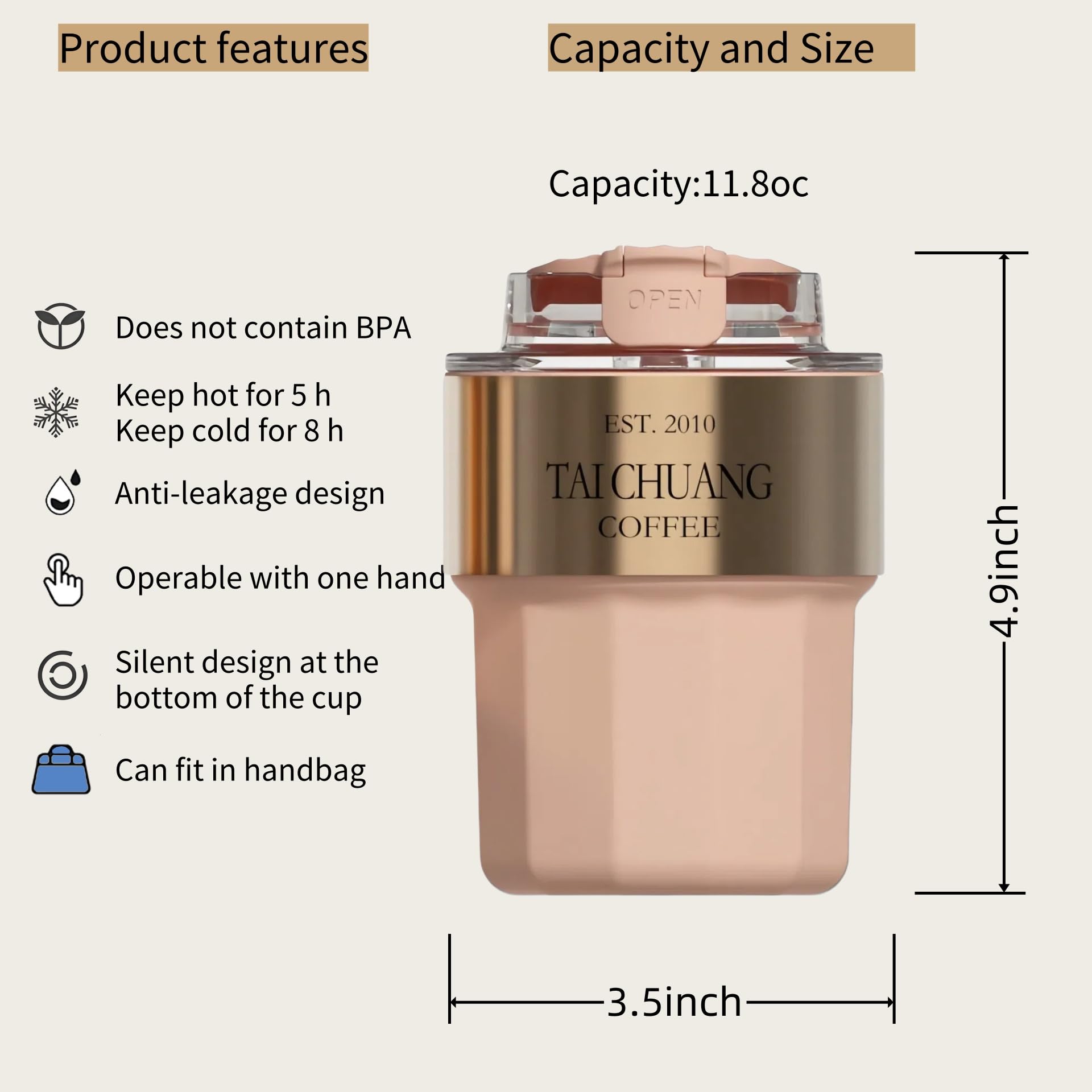 Travel Coffee Cups Insulated Coffee Mug Personalized 12Oz Artistry Iced Coffee Cups With Lids