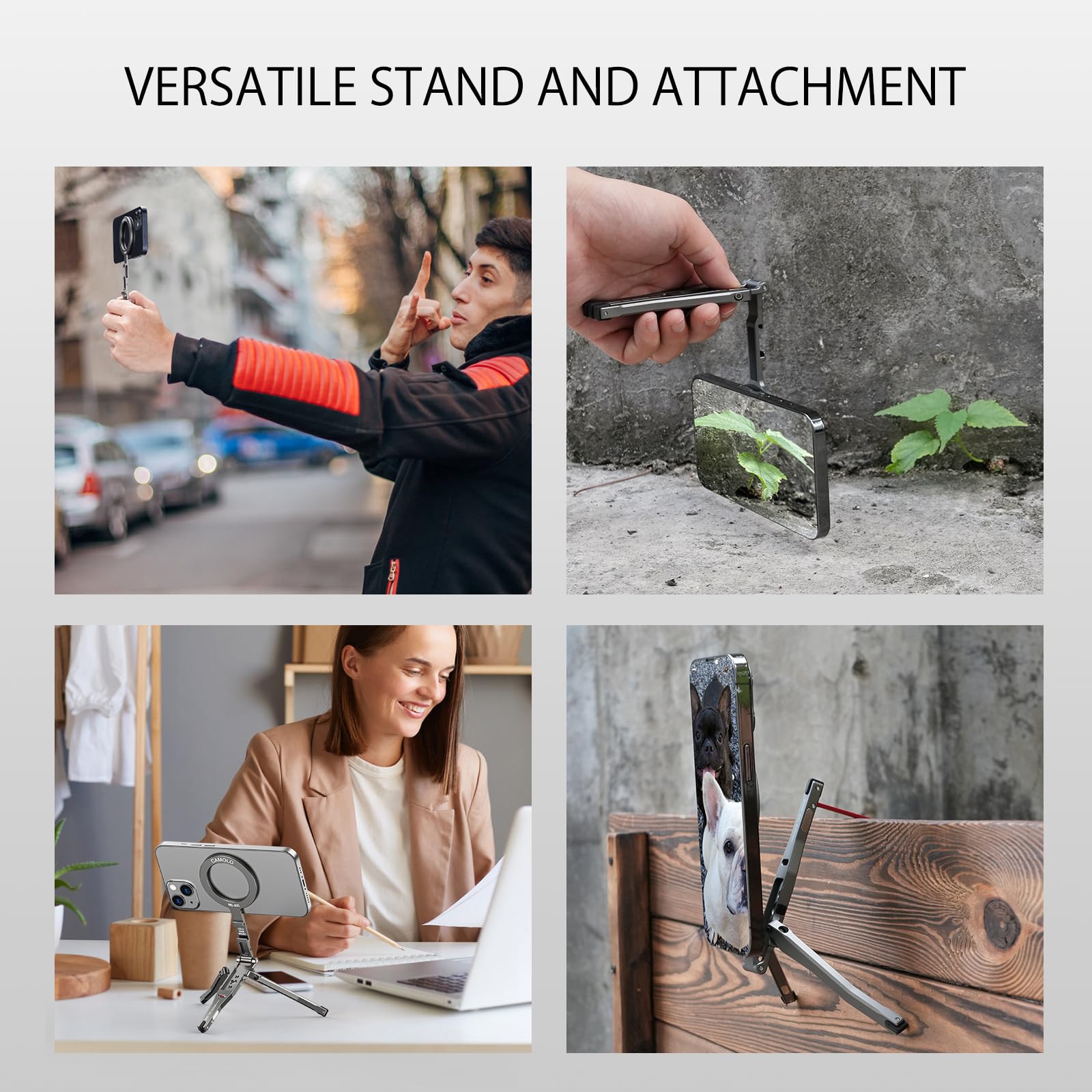 Camolo Geek Magnetic Pocket Phone Tripod Foldable With Hook, Mg-05G Phone Holder Compatiable With Magsafe For Iphone 16 15 14 13 12 Pro Max Plus Series, 1/4" Screw Tripod Mount, Lightweight Cellphone Stand Travel