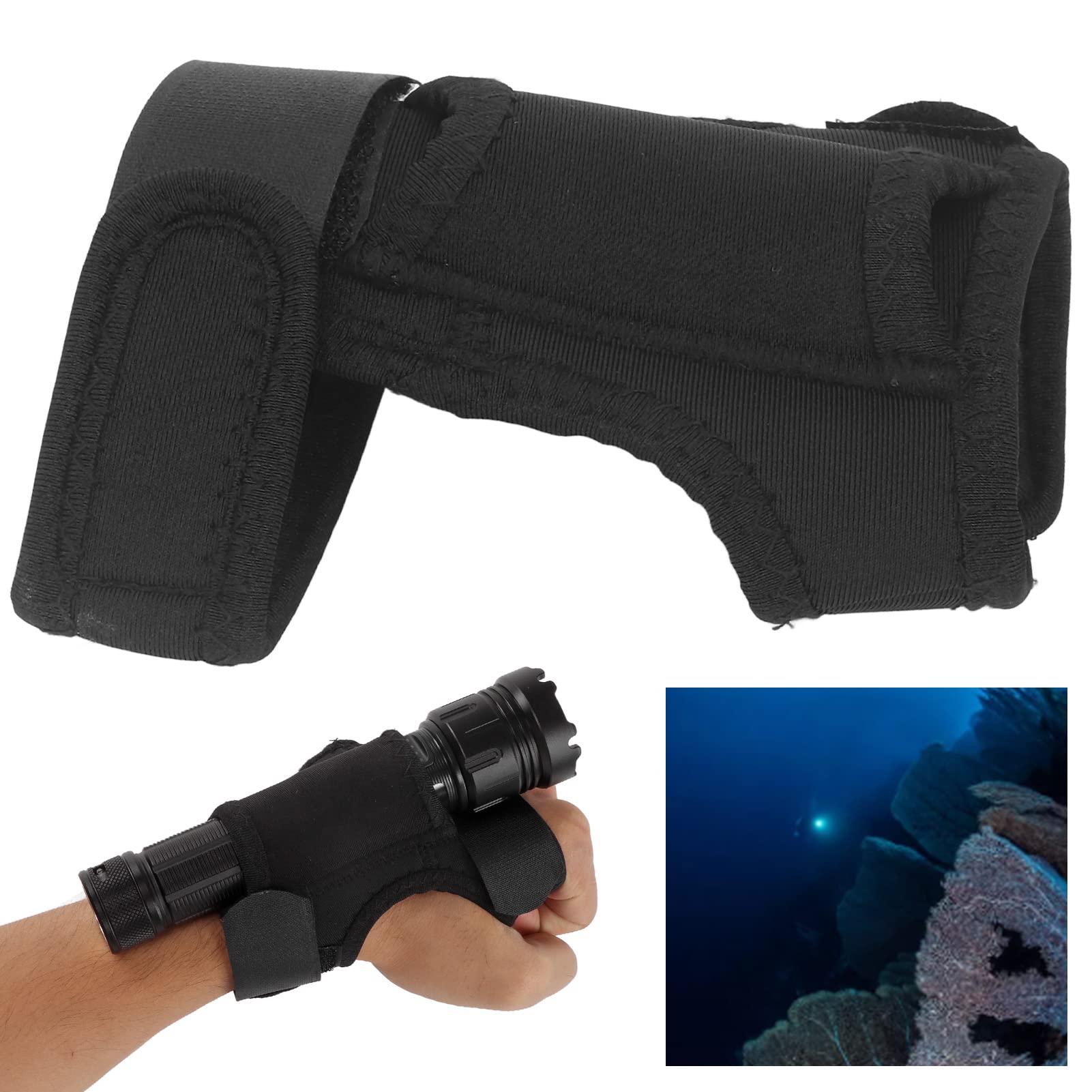 Fdit Diving Torch Arm Holder Flashlight Glove Hands Flashlight Holder Universal Wrist Strap Scuba Dive Lights Accessories (Not Included Flashlight)