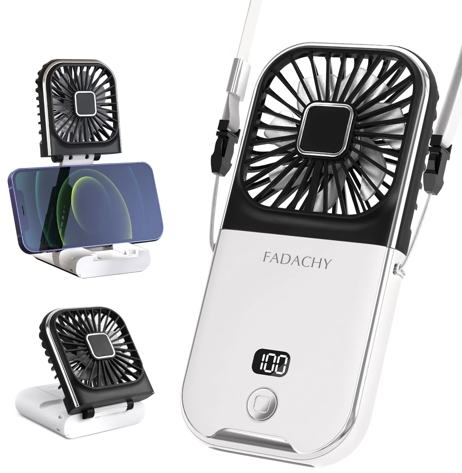 Mini Portable Rechargeable Personal Fan - Hand Held, Desk, Travel & Usb Fan - 3000 Mah, 4 Speed - Koospark