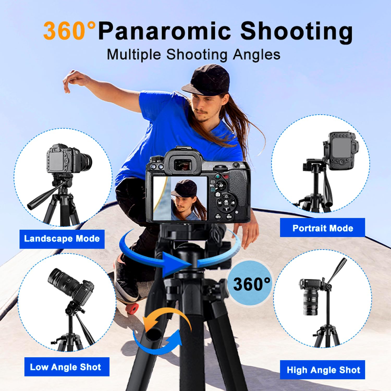 Yotetion 81" Aluminum Phone & Camera Tripod, Extendable Cell Phone Tripod Stand Compatible With Iphone/Android/Action Camera Is Perfect For Live Streaming/Video Recording/Selfies