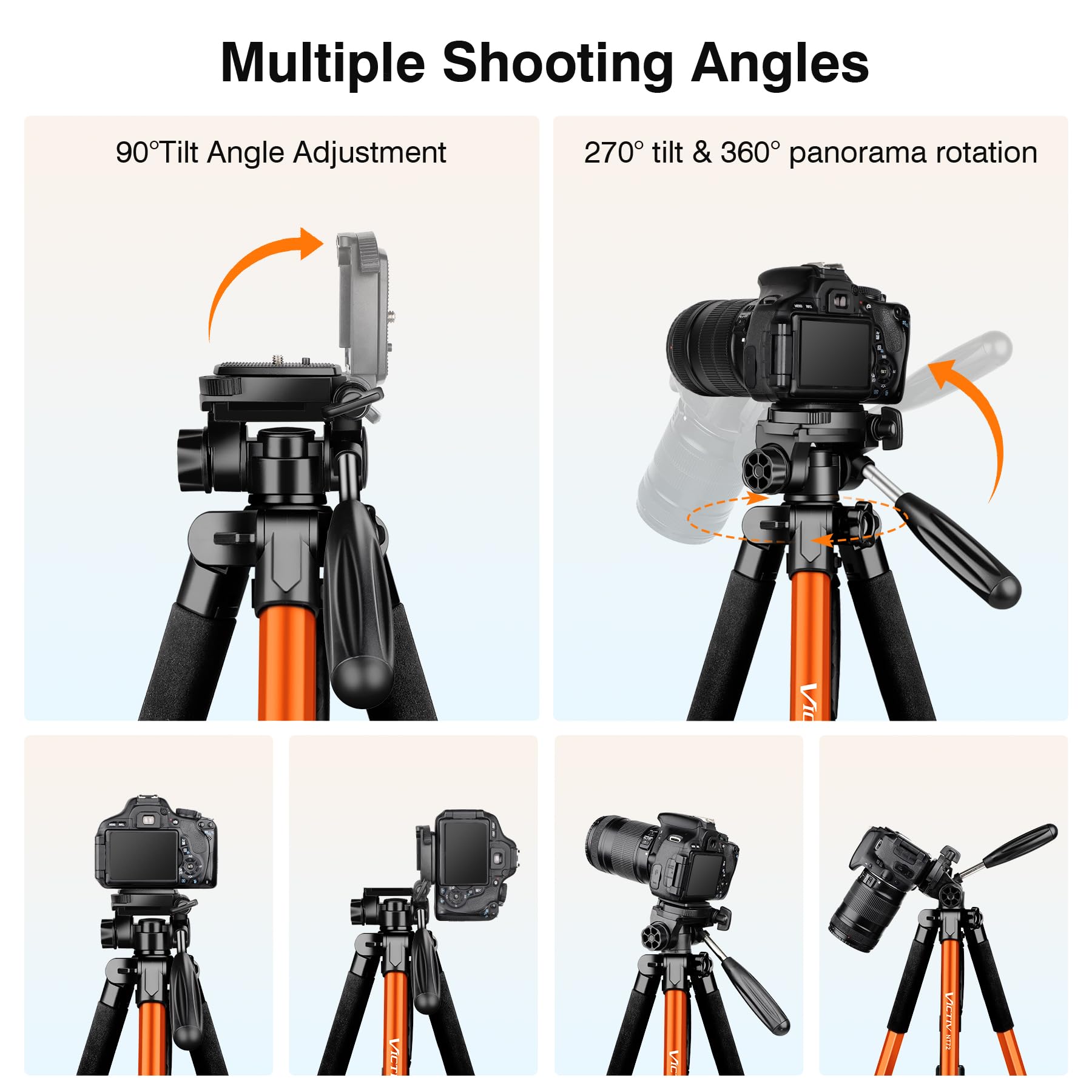 Victiv Tripod For Camera, 72" Tall Camera Tripod & Monopod With Remote, Professional Heavy Duty Compact Camera Stand For Phone, Dslr, Spotting Scope, Telescope, Binocular