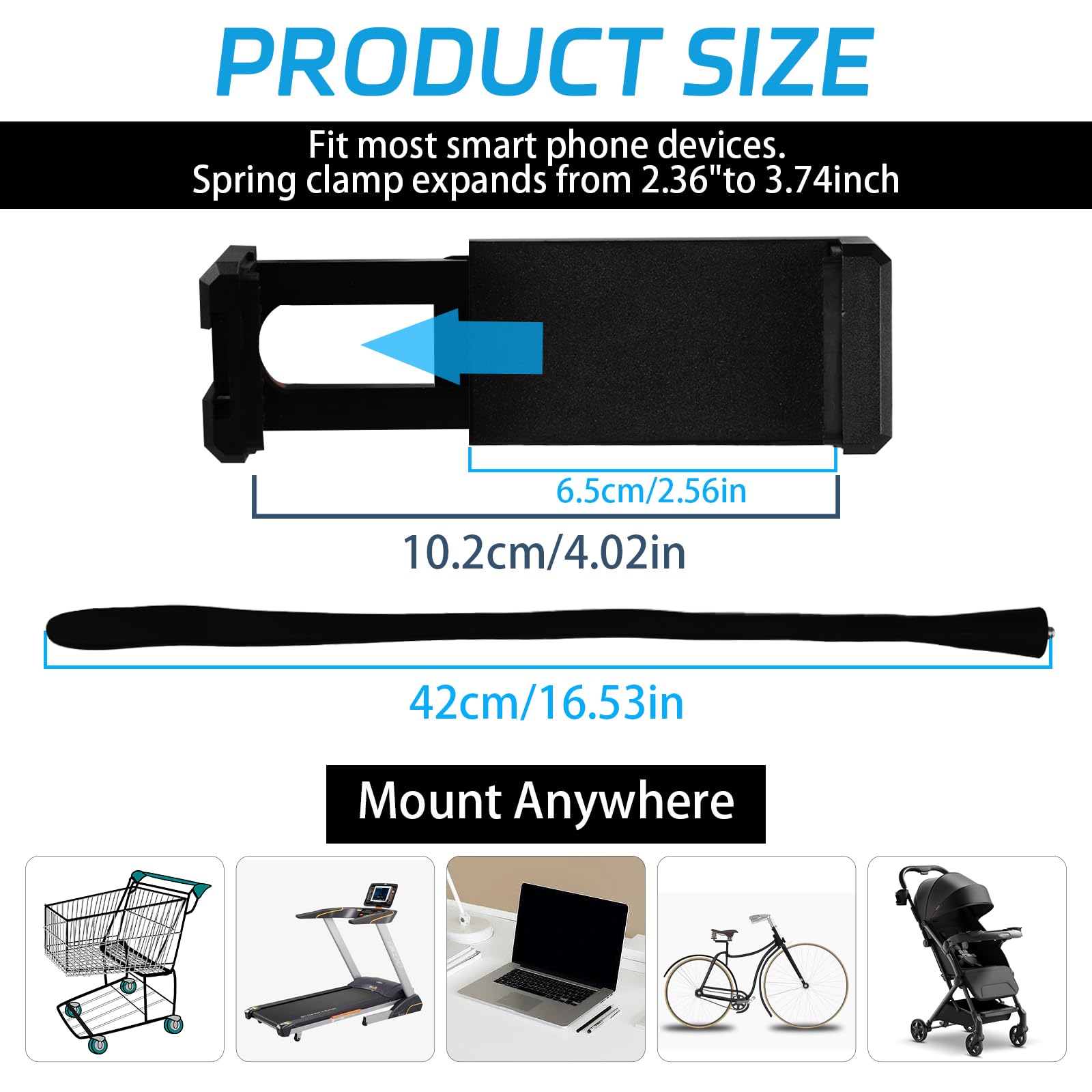 Llmsix Stroller Phone Holder Portable Cell Phone Holder Stroller Phone Mount With Non-Slip Flexible Arm Flexible Phone Holder Stroller Accessories For Treadmill Spin Bike Shopping Cart Car Kitchen