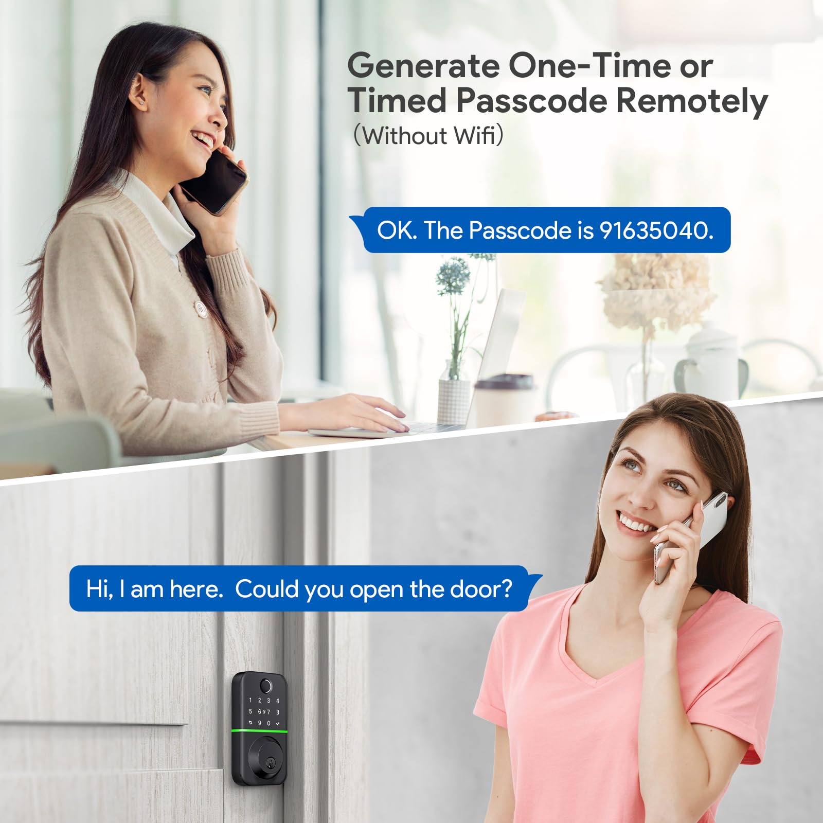 Kucacci Smart Door Lock Deadbolt With Keypad: Keyless Entry Door Lock - Fingerprint Lock For Front Door - Electronic Lock With Bluetooth And App Control - Waterproof Ip66 For Outdoor