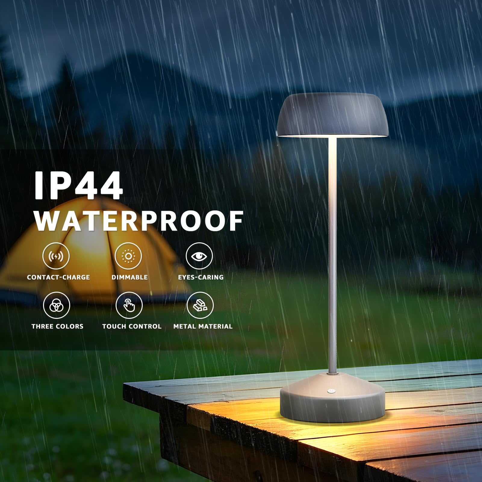 Fuyo Rechargeable Table Lamp With Wireless Charging Base, 4000Mah 8H Ip44 Cordless Dimmable Led Desk Light, Touch Control Indoor/Outdoor Lighting For Camping, Patio, Bedroom, Easter Decor