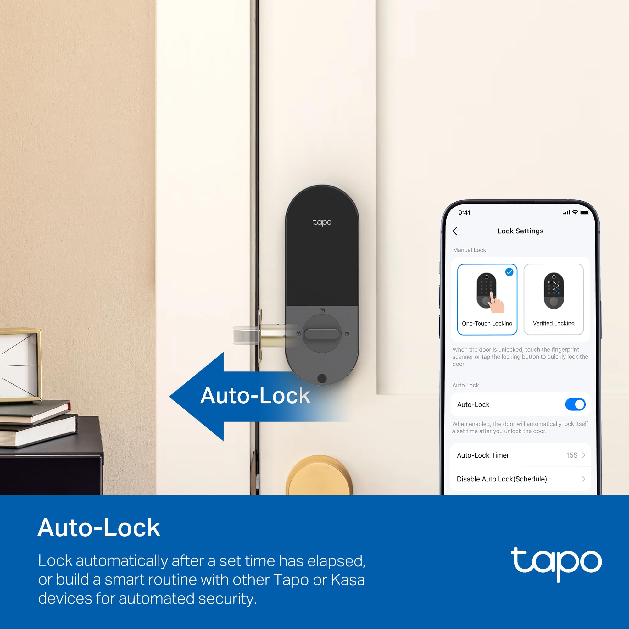Tapo Tp-Link Smart Door Lock, Deadbolt  Keyless Entry, Fingerprint Recognition, Touchscreen Keypad & In-App Monitoring With Scheduled Access  1-Year Rechargeable Battery  Bhma Grade 2  Dl110