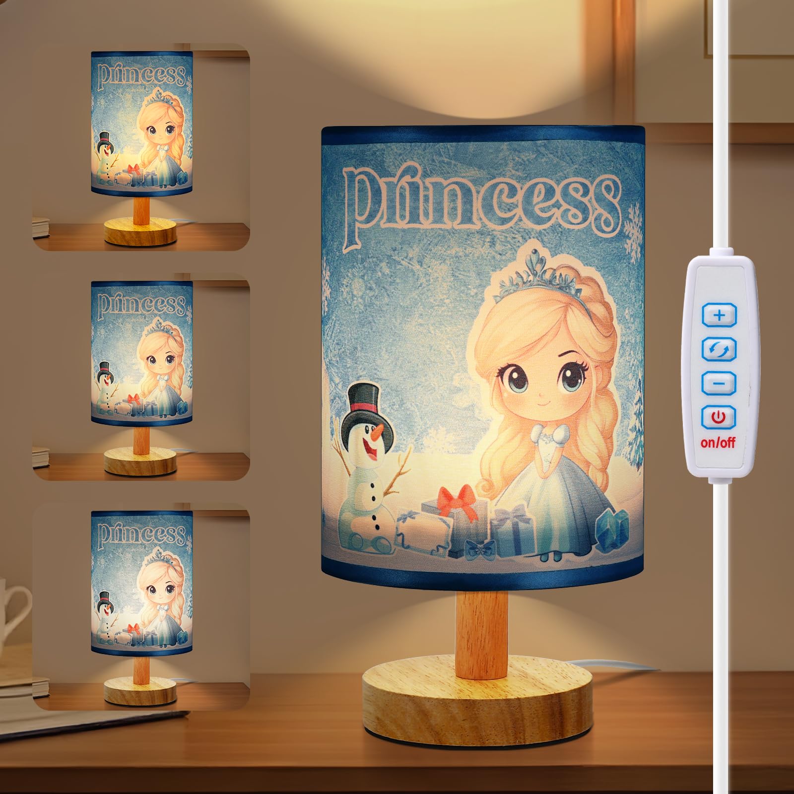 Onxe For Girls, Kids Table Lamp For Bedroom Nightstand, 3 Colors Dimmable Princess Night Light Bedside Lamp For Kids Room Girls Boys Birthday Christmas