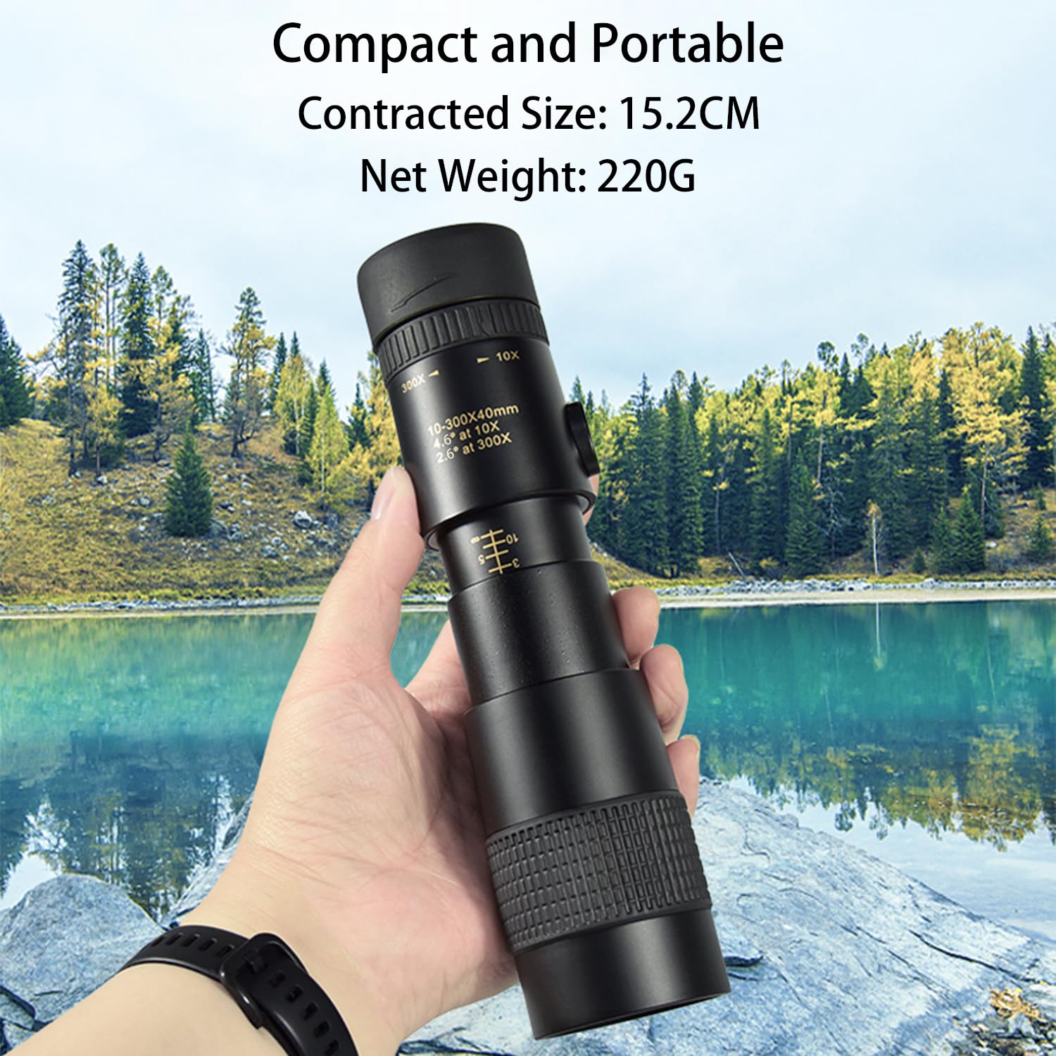 Komire Monocular Telescope 10×300-40, Compatible For Mobile Phones Compact Monoculars With Bak4 High-Transparency Prism Fmc Coating For Bird Watching Camping Hiking