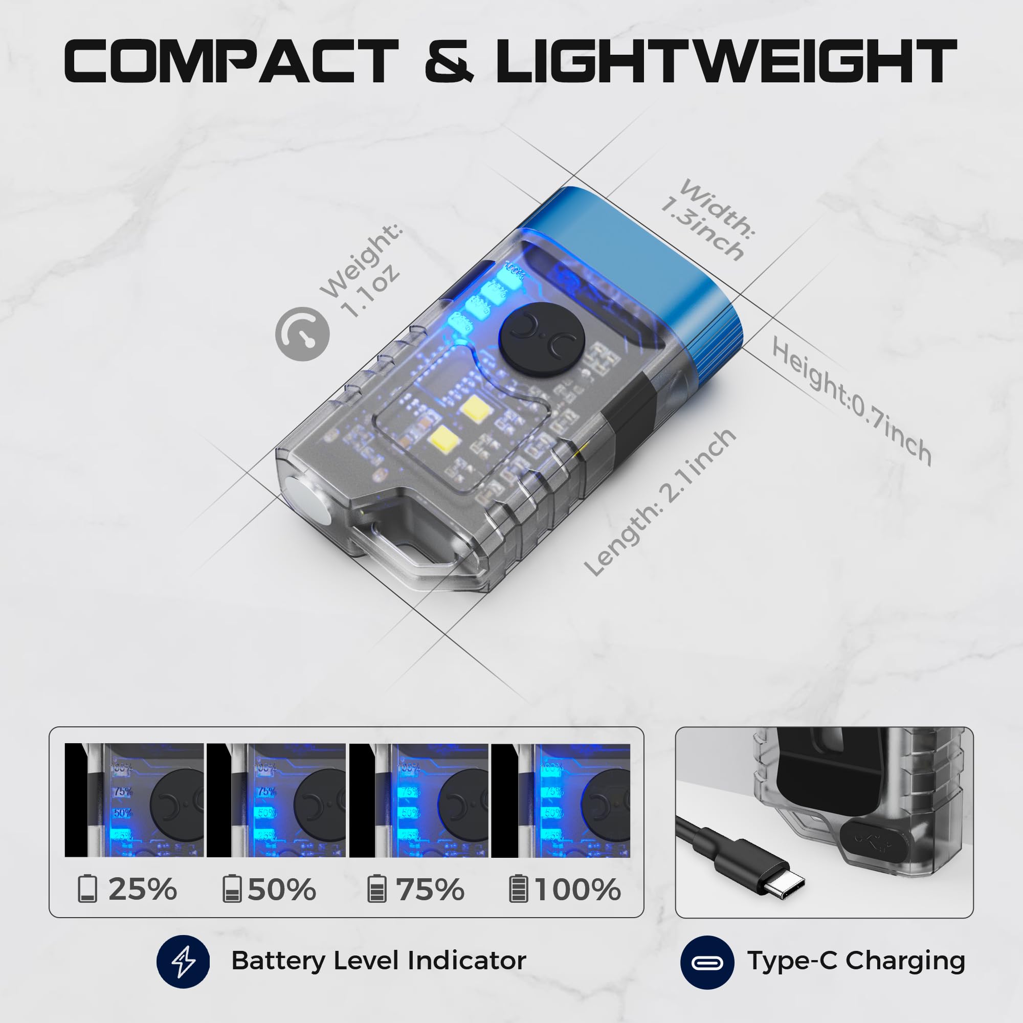 Auderwin Rachargeable Keychain Mini Flashlights, Edc Pocket Flashlights