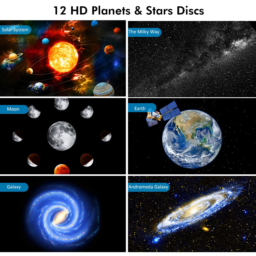 Yokgrass Star Projector, Planetarium Light Galaxy Projector, Night Light With 13 Replacement Discs, Large Projection Area, Hd Image With Solar System Constellation Moon For Kids Adults Bedroom Ceiling