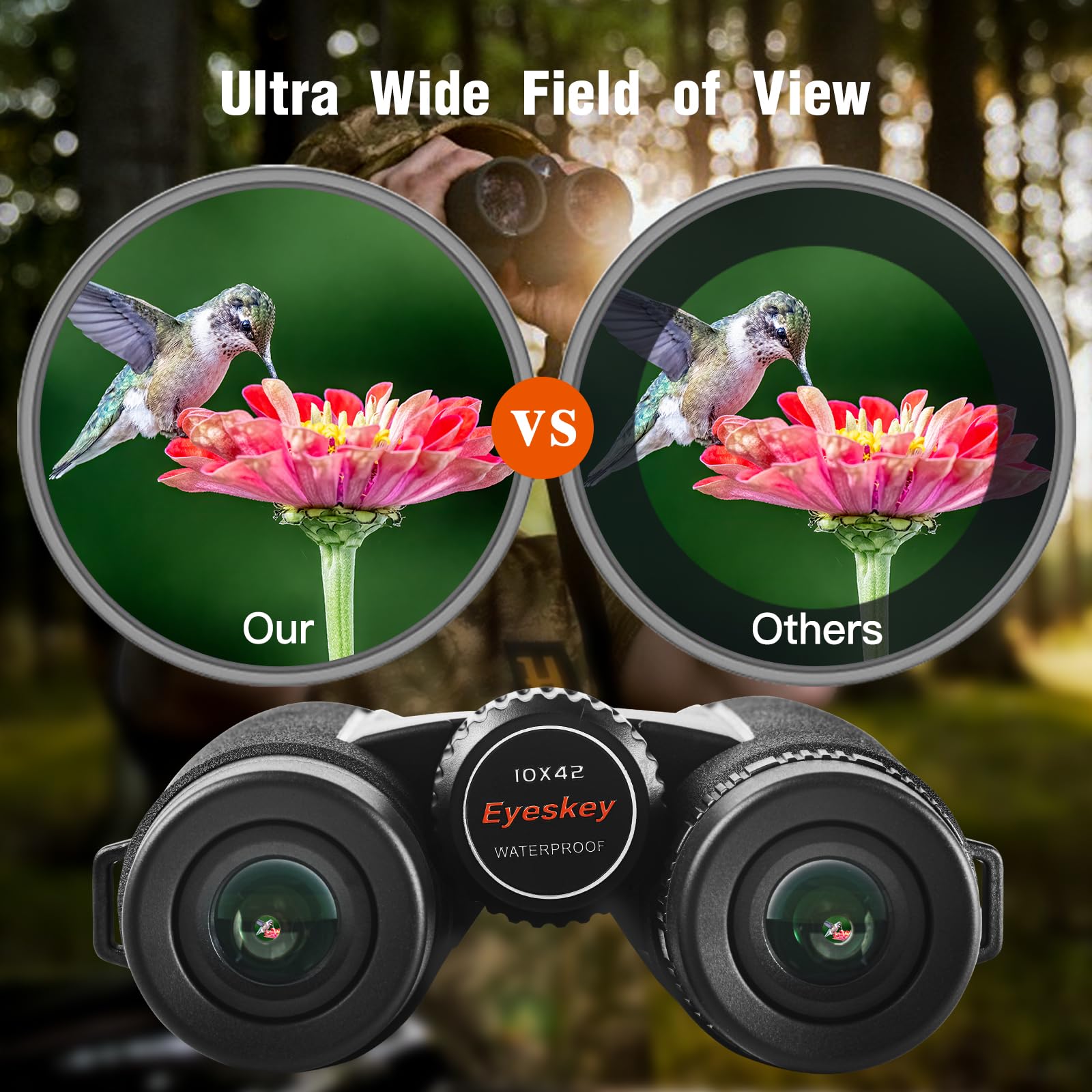 Eyeskey 10X42 Hd Binoculars For Adults High Powered With Low Light Night Vision – Lightweight Waterproof Binoculars With Smartphone Adapter For Hunting, Bird Watching, Stargazing & Outdoor Travel