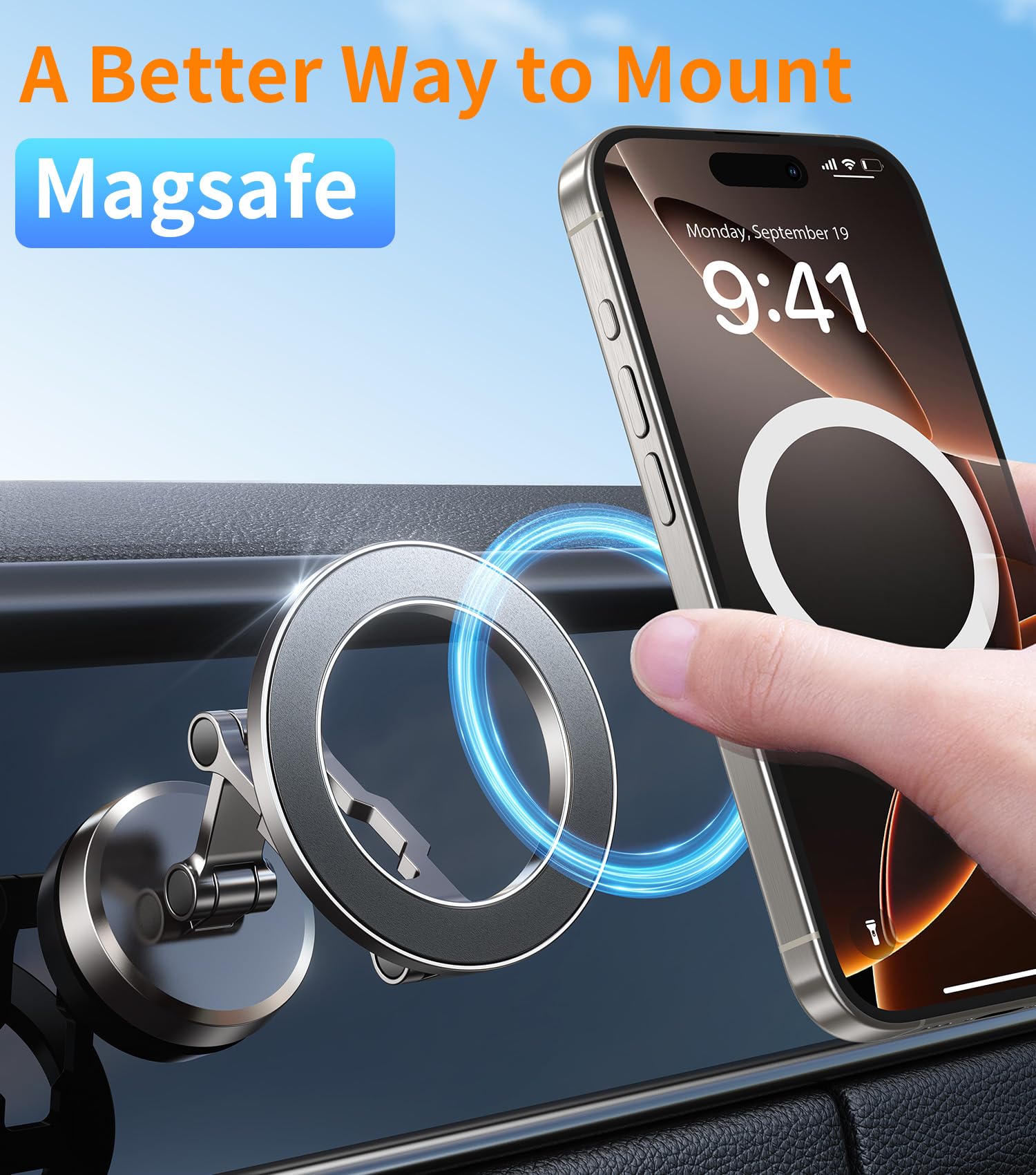 Kaistyle For Magsafe Car Mount【360° Adjustable】 Magnetic Phone Holder For Car Holder Mount【All-Metal】 Foldable Cell Phone Holders For Your Car Dash For Iphone 16 Pro Max 15 14 13 12 Plus Mini