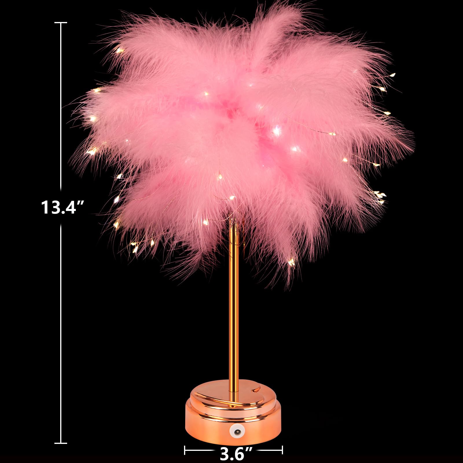 Bdusxyz Pink Feather Lamp - Led Atmosphere Feather Night Lights Bedside Lamps For Mother, Girlfriend Home Girl Room Wedding Decoration