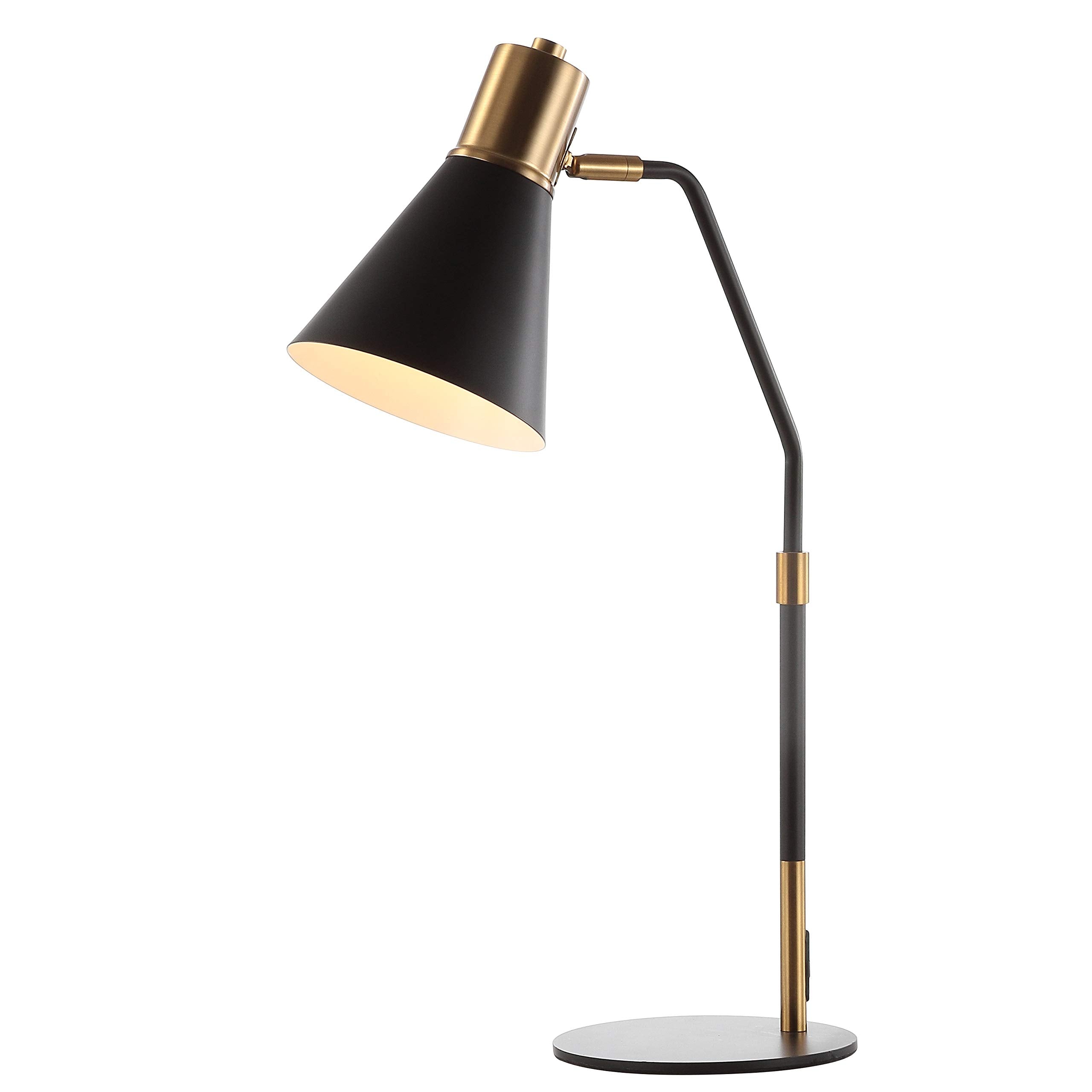 Jonathan Y Jyl6129A Apollo 22.5" Metal Led Task Lamp Contemporary For Bedroom, Living Room, Office, College Dorm, Coffee Table, Bookcase, Black/Brassgold