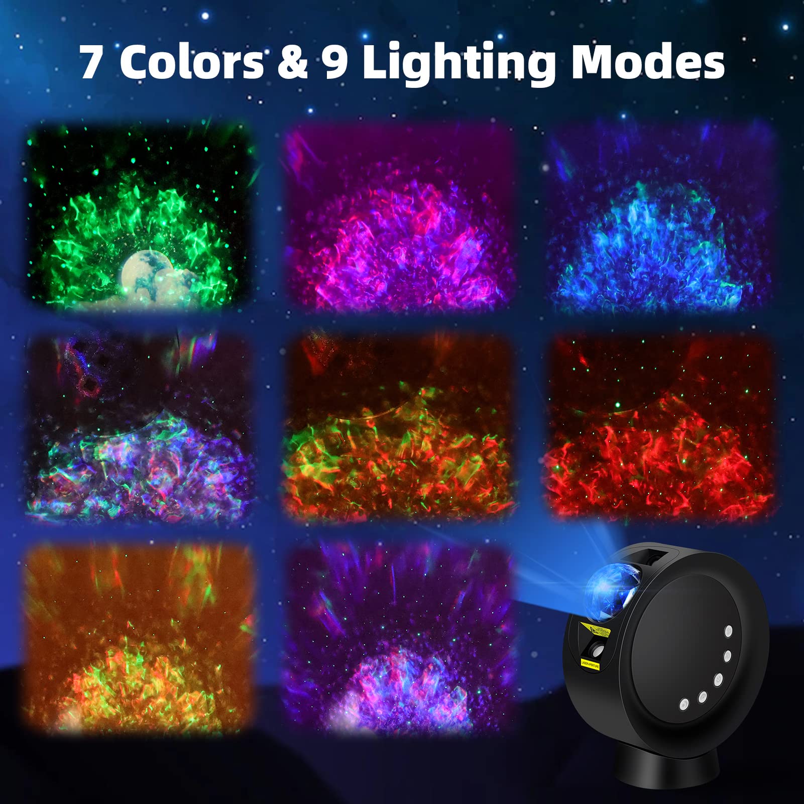 Kivotac Galaxy Star Projector With Remote Control, Adjustable Brightness, Time Setting - For Bedroom, Gaming, Home Theater Ceiling