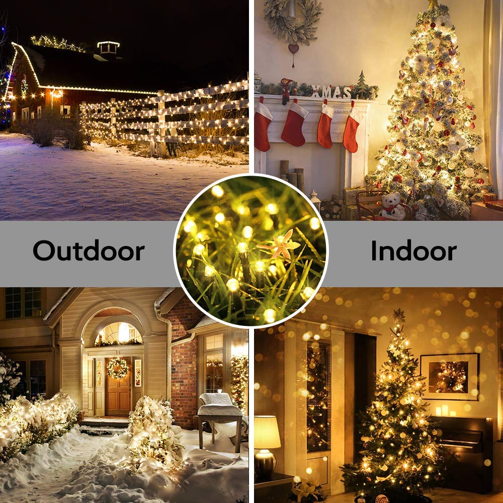 Jnaurb Solar Christmas Lights, 2 Pack 72Ft 200 Led Solar String Lights With 8 Modes, Waterproof Outdoor Christmas String Lights For Patio, Garden, Party, Tree, Holiday, Christmas Decorations (Warm White)