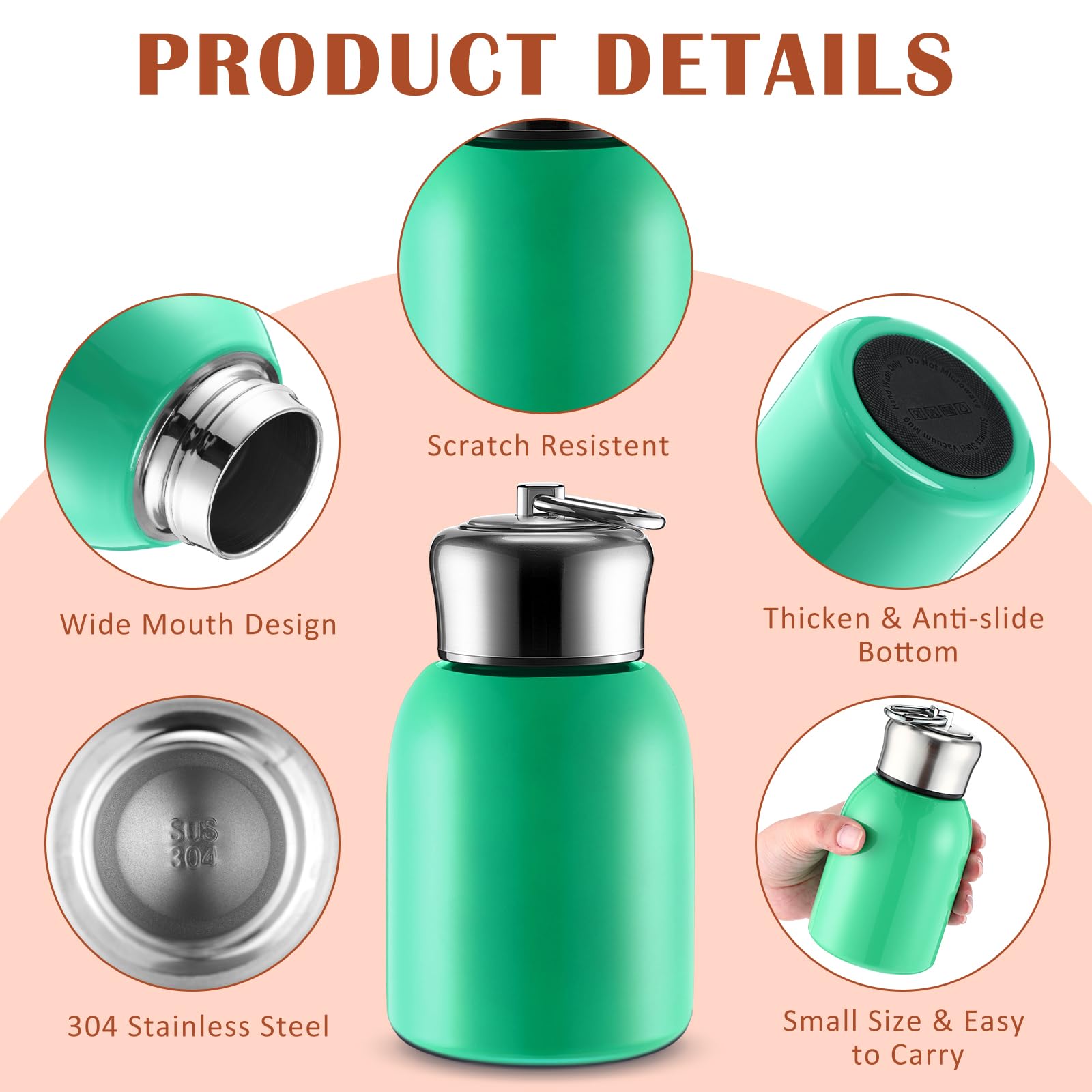 Mifoci 4 Pcs 10Oz Mini Stainless Steel Water Bottle Slim Insulated Thermal Small Vacuum Hot Cold