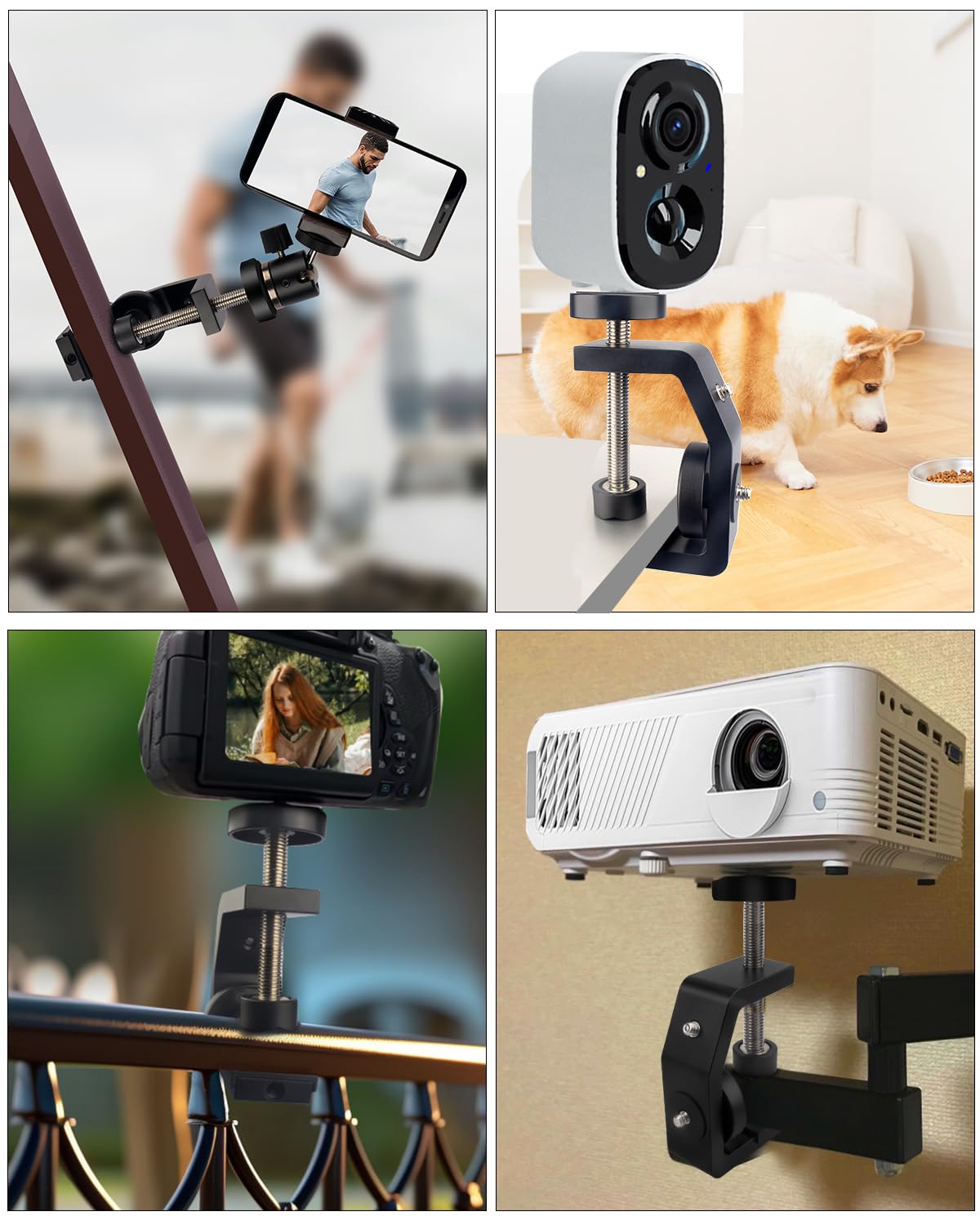 Jebutu Universal C-Clamp With 1/4 Screw Rubber 360°Rotatable Ball Head Camera Mount Adapter For Tripod Monopod Desk Mount Holder Lcd Monitor Flash Cart Bench Worktable Light Stand Rod Hook Shelves Cross Bar