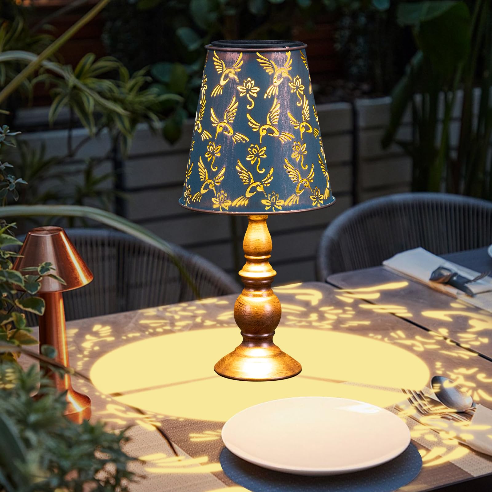 Pearlstar Solar Table Lamps Bedside Lamps - Hummingbird Garden Waterproof Cordless Solar Table Lamps For Patio Garden Pathway Yard
