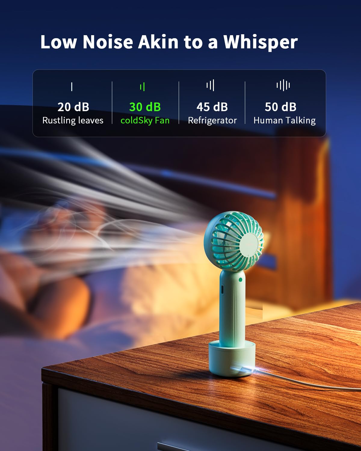 Handheld Fan With 𝗪𝗶𝗿𝗲𝗹𝗲𝘀𝘀 Charging Base, 3 Speeds Portable Fan With Digital Display