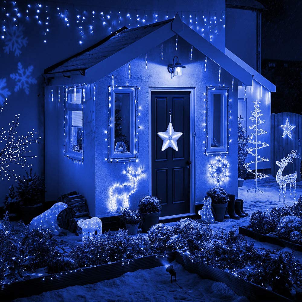 Joomer Christmas Icicle Lights, 400 Led 80 Drops 39Ft 8 Modes Waterproof Christmas Lights Outdoor Connectable With Timer For Holiday, Wedding Party, Eaves, Christmas Decorations (Blue)