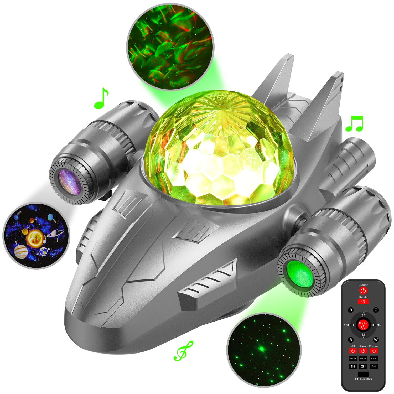 Nine Square Egou Spaceship Nebula Projector Lamp, Star Light Projector For Bedroom, Galaxy Projector For Bedroom With Timing Remote And Speaker, Galaxy Star Projector For Bedroom, Home Decor, Living Room (Grey)