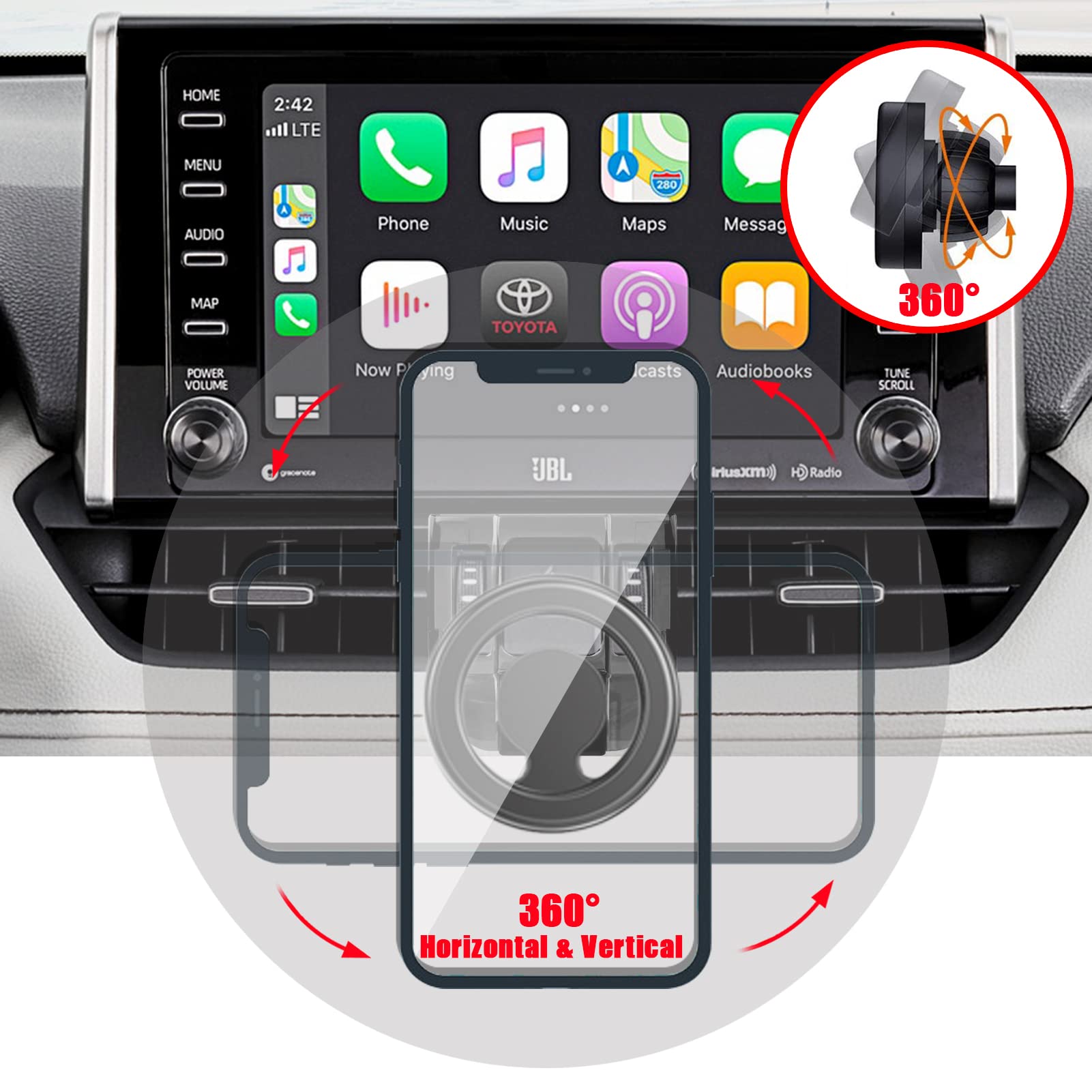 Ve Ve Power Phone Mount For Mag-Safe, Car Stand Holder, Only For (Toyota Rav4 2019 To  Premium Xle, Adventure, Trd Off-Road, Limited, Hybrid Xse), Must With Adjustment Wheel, Otherwise Not Fit