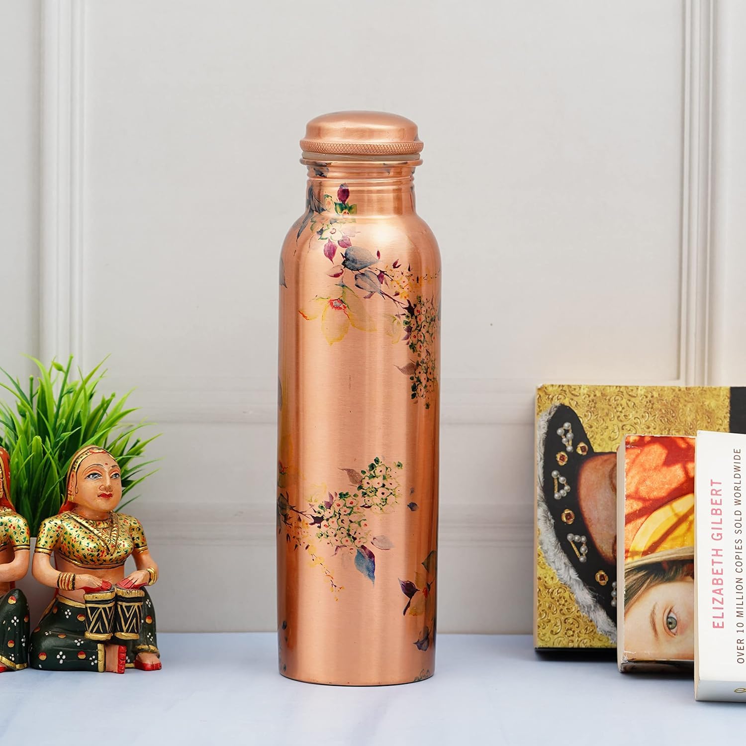 Craft Trade Printed Copper Bottle With Lid And Carry Bag For Drinking Water Leak Proof