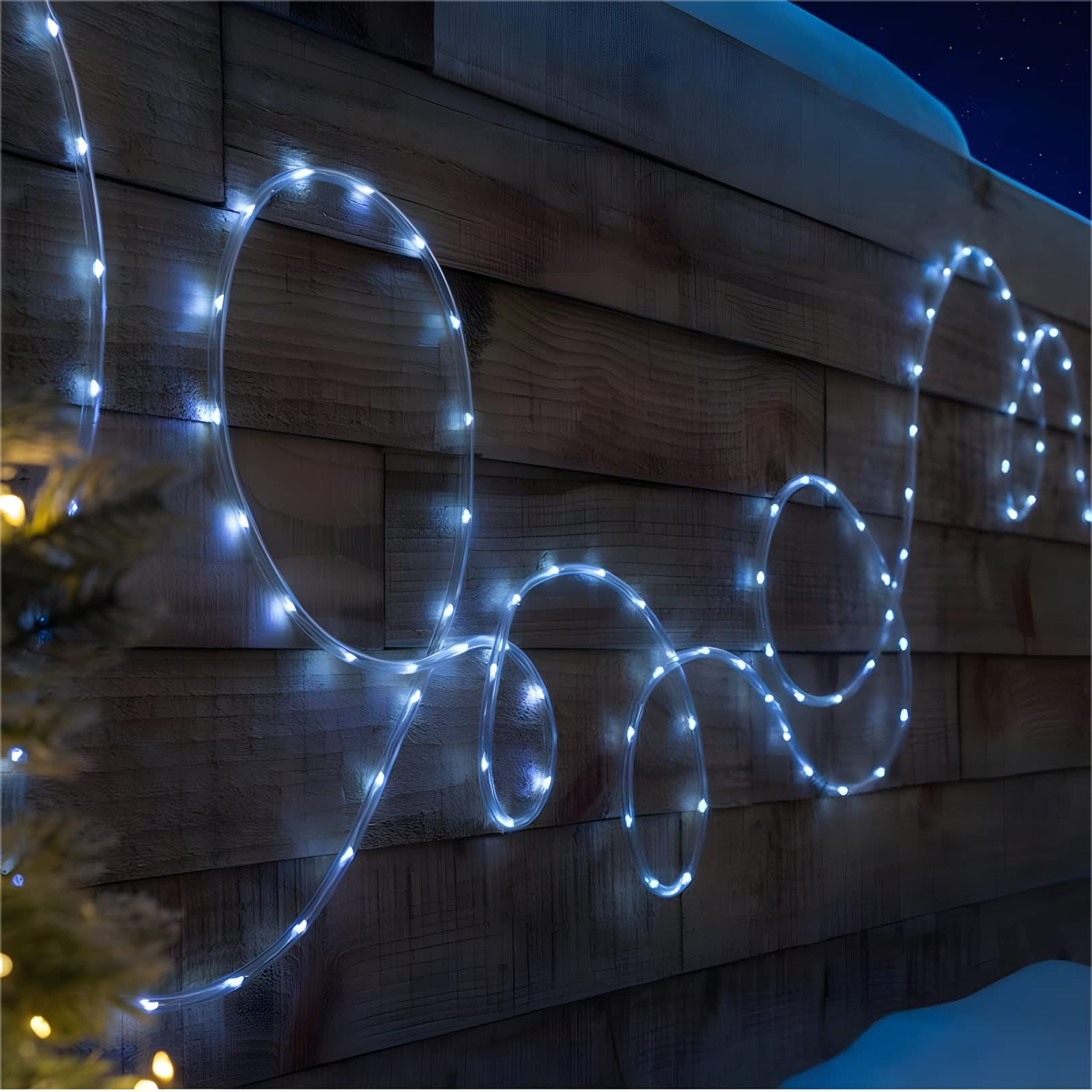 Anjaylia Solar Outdoor Rope Lights, 66Ft 200Leds Solar Powered Rope Lights Outdoor, 8 Modes Dimmable/Timer Remote String Light 3.7V/1200Mah Rope Solar Lights Outdoor Waterproof For Garden Decor, White