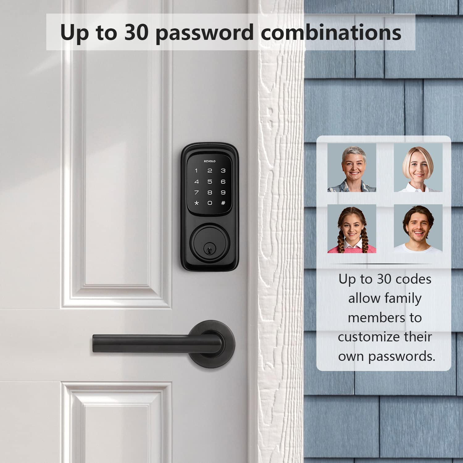 Revolo Keyless Entry Door Lock With Touchscreen Keypads, Electronic Keypad Deadbolt For Front Door, Ansi Grade 2 , All-Metal Construction, Auto Lock, Easy To Install, Matte Black