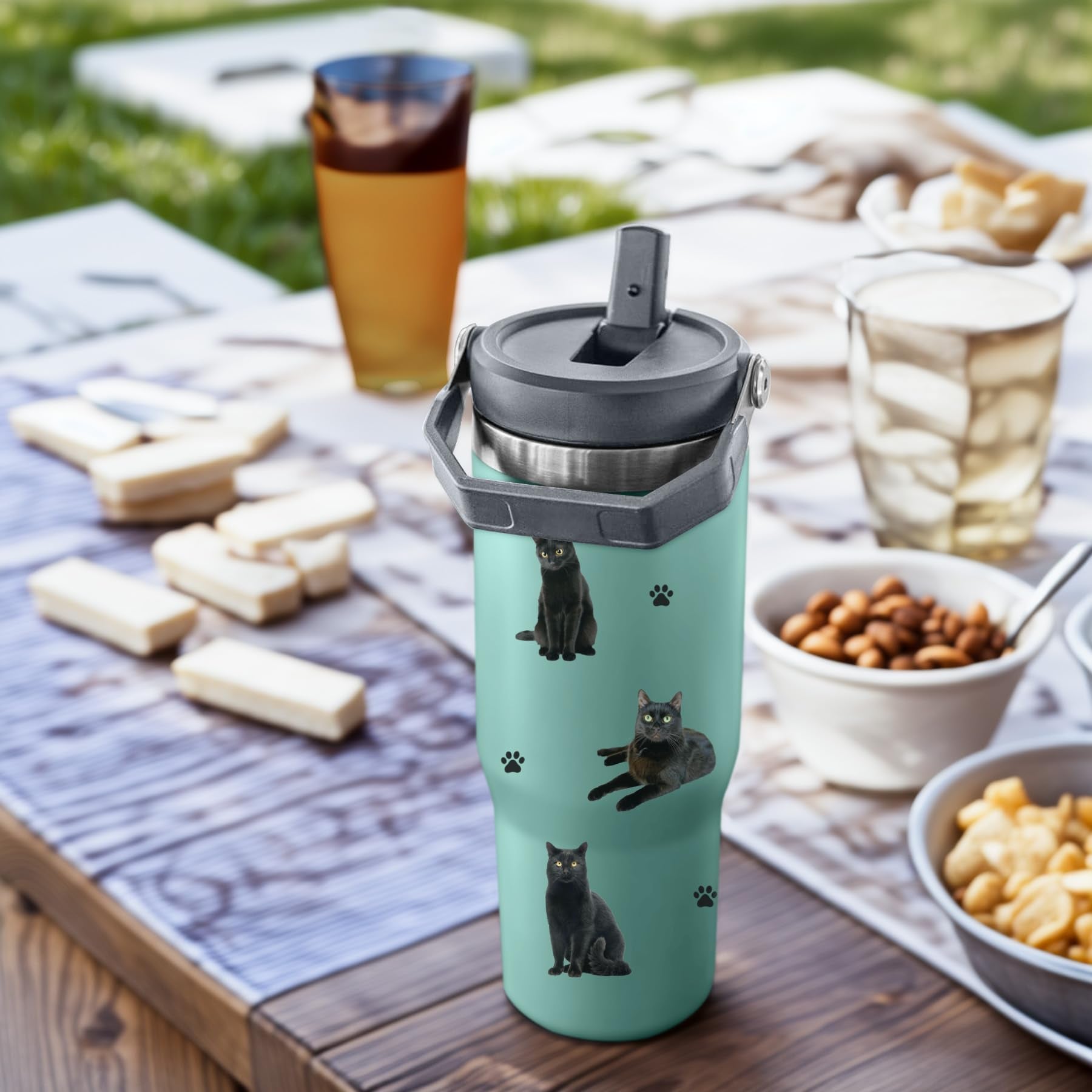 Cat Tumbler For Cat Owners, 30Oz Stainless Steel Vacuum Insulated Water Bottle (Cat-Seaform)