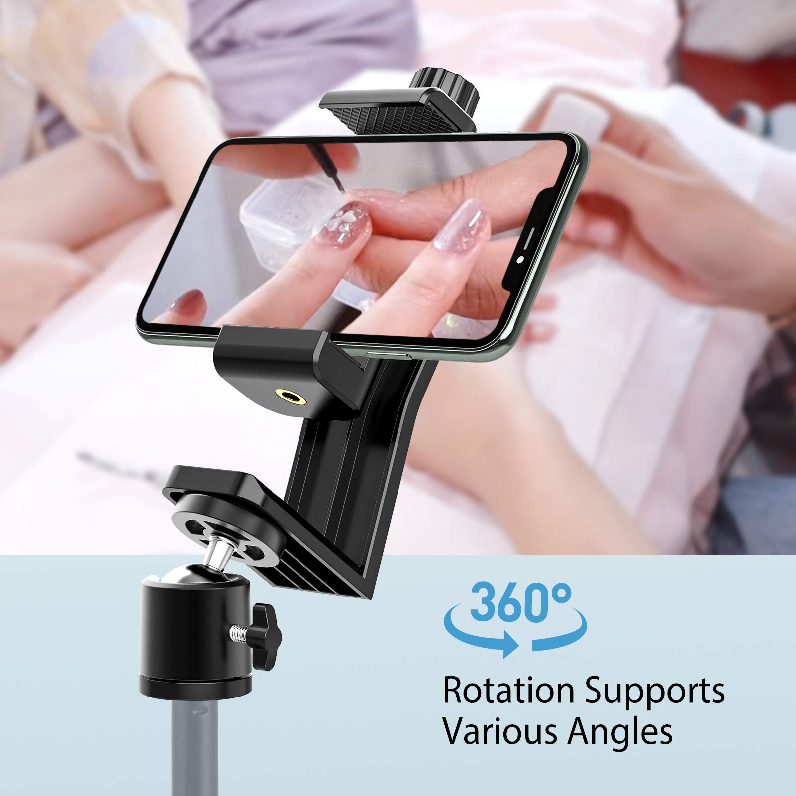 6Amlifestyle Cell Phone Tripod Mount Adapter With Tripod Ball Head 360° Rotatable For Universal Smartphone Samsung Galaxy Iphone Holder For Tripod Selfie Stick Monopod Etc