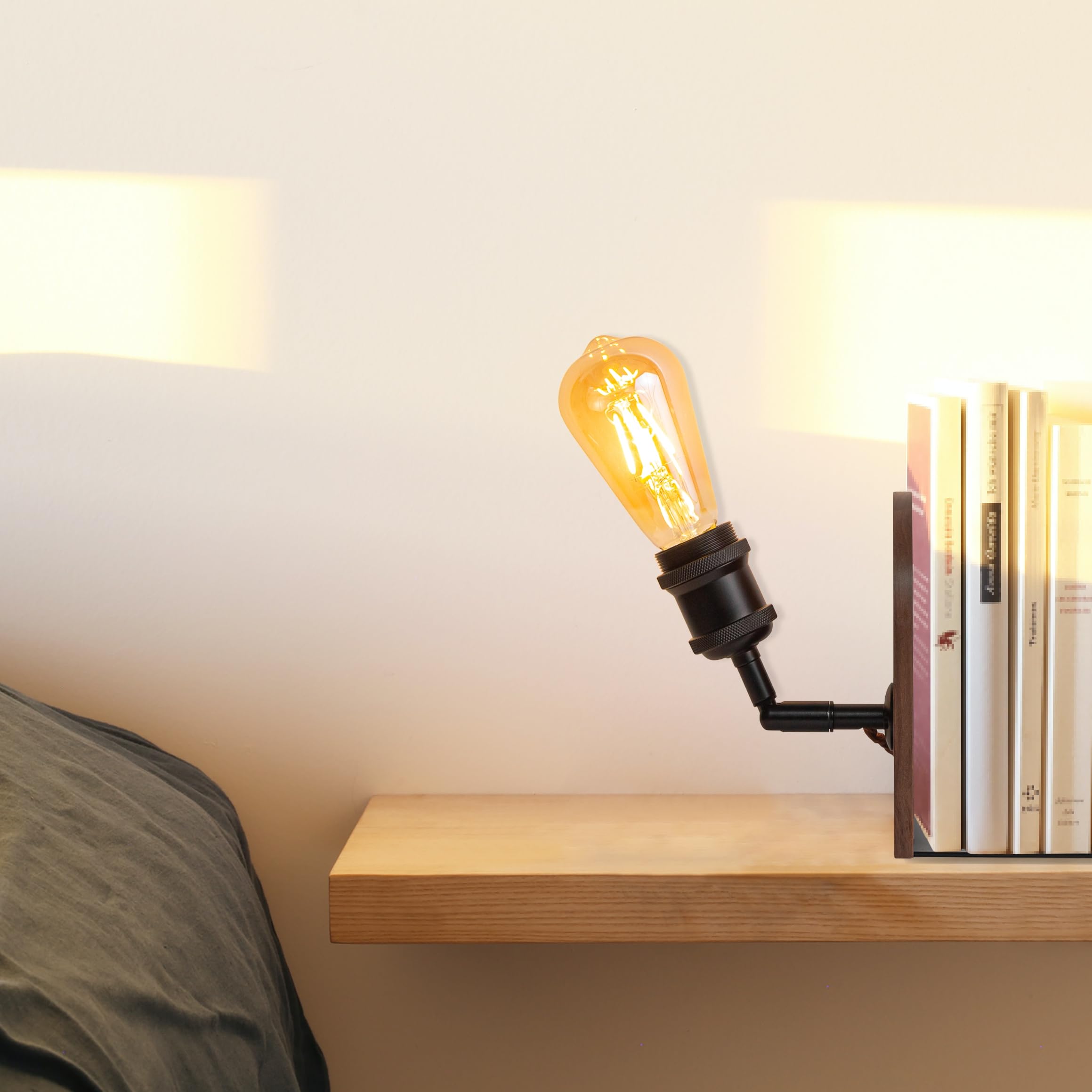 Kiven Plug-In Modern Bookshelf Lamp, 1-Light Nordic Table Lamps With Wooden Decorative Bookend, 5.9 Plug In Cord For Office Home Decor Bookshelf Booknook