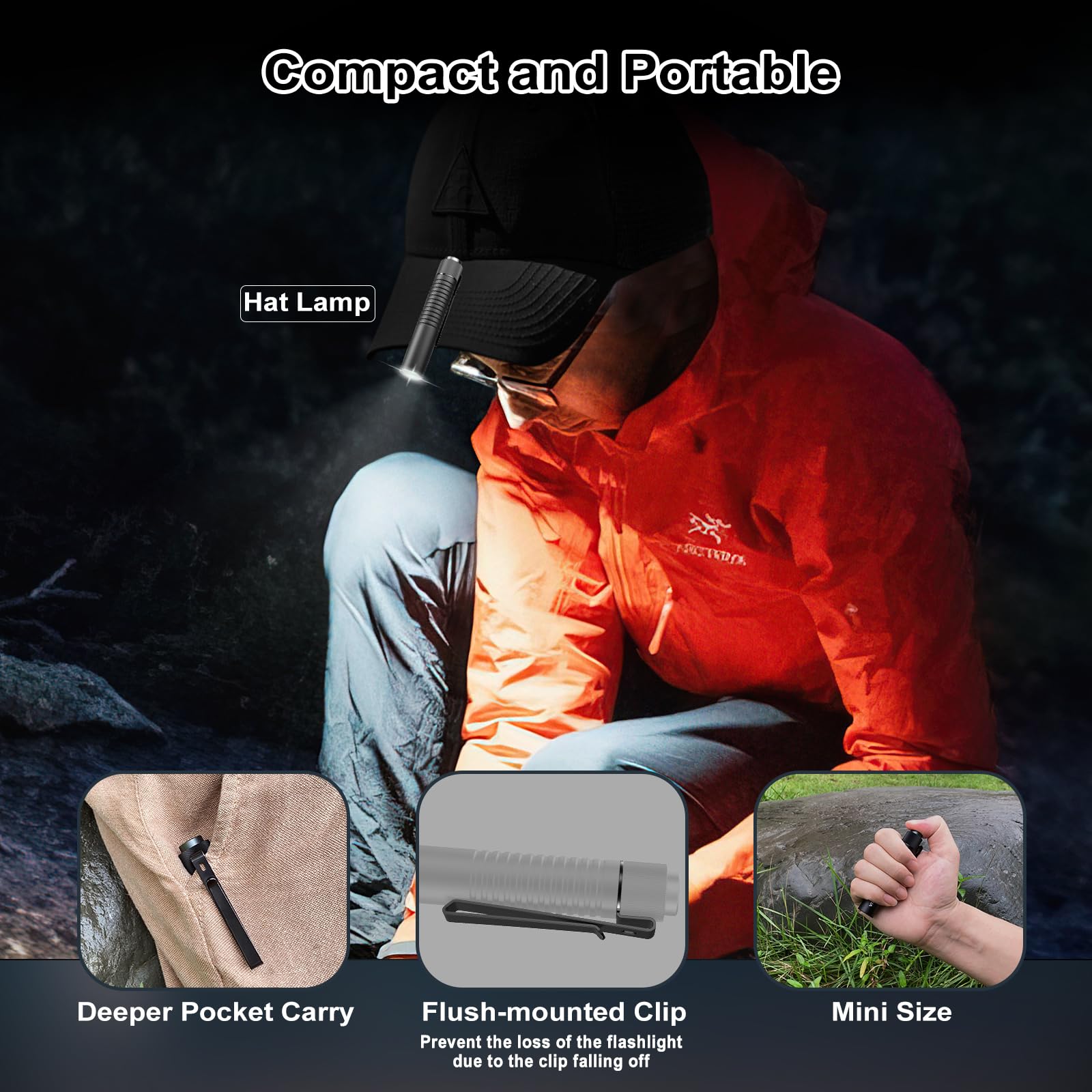 Vtiger T1A Mini Pocket Edc Flashlight With Clip,1300 Lumen Compact Aa Rechargeable Led Little Flashlights, Super Bright Tail Switch Small Flash Light With Magnet For Camping,Hiking,Outdoor,Emergency