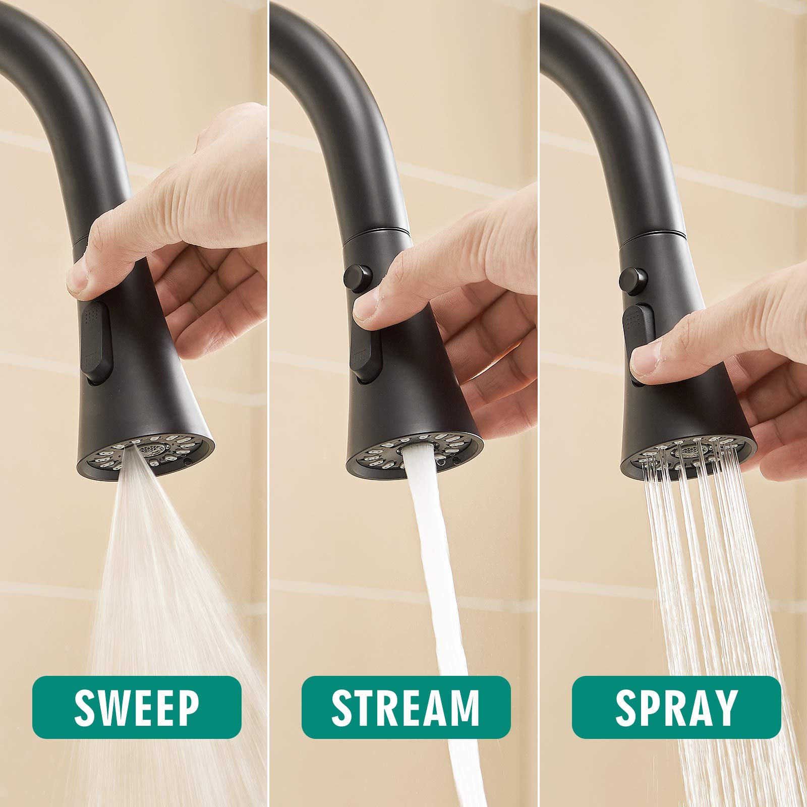 Gimili Touchless Black Kitchen Faucet With Pull Down Sprayer, Single Handle Motion Sensor Activated Hands- Kitchen Sink Faucet Matte Black