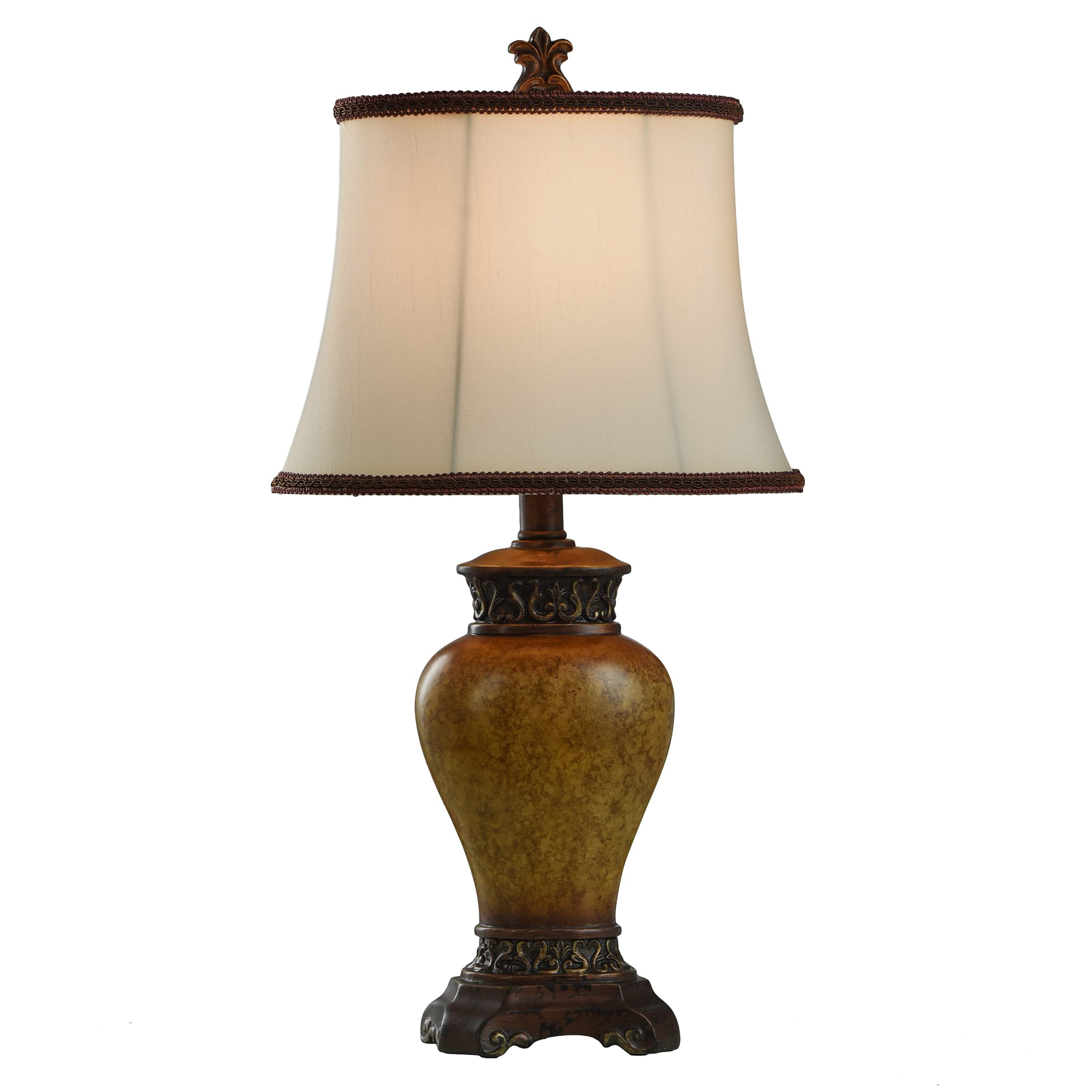 Collective Design Maximus Table Lamp - Bronze Finish - Ivory Shade With Bronze Trim And Soutache