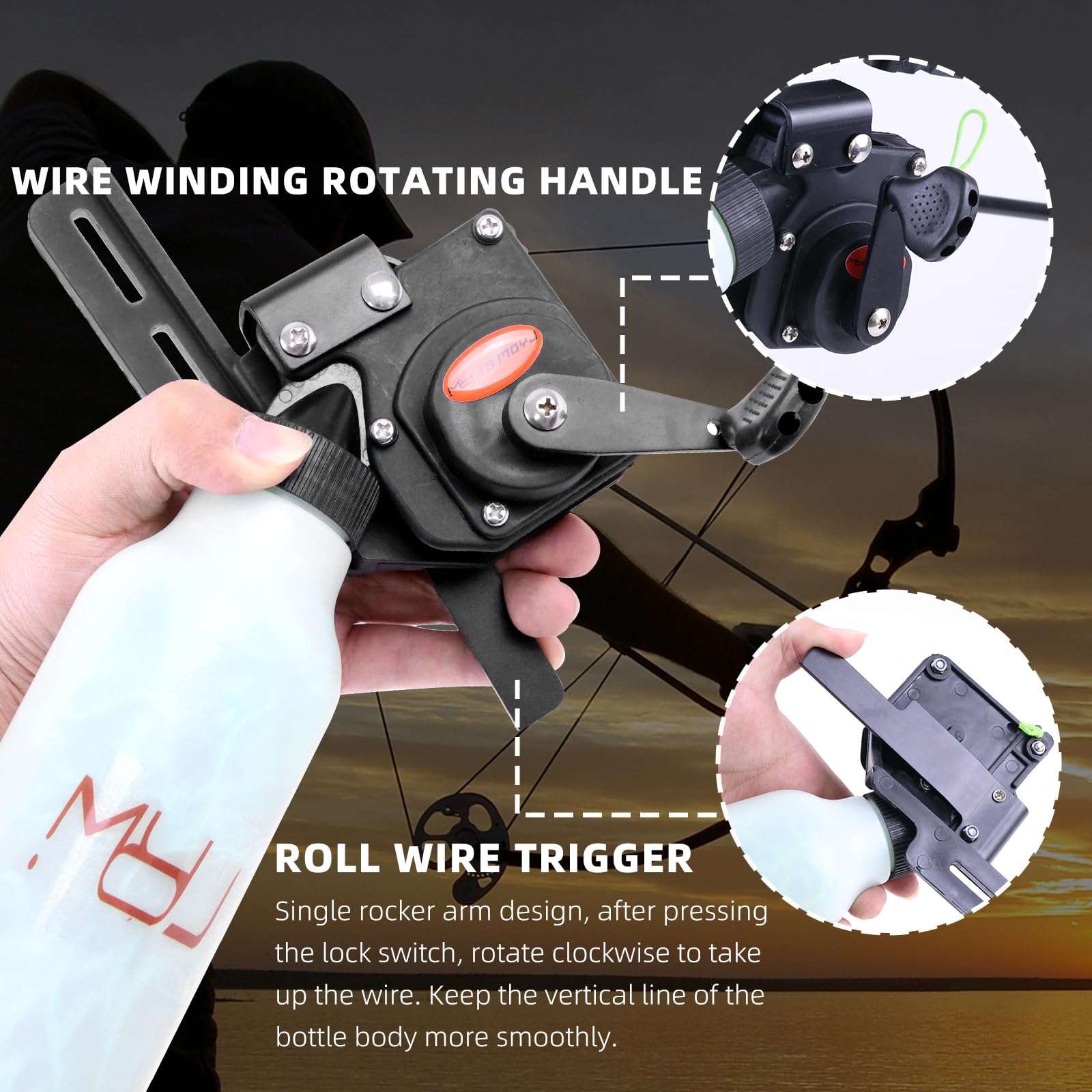 Moyujian Archery Bow Fishing Reel，Hunting Bow Fishing Reel,43 Yard Fishing Rope, Used For Compound Bow And Recurve Bow