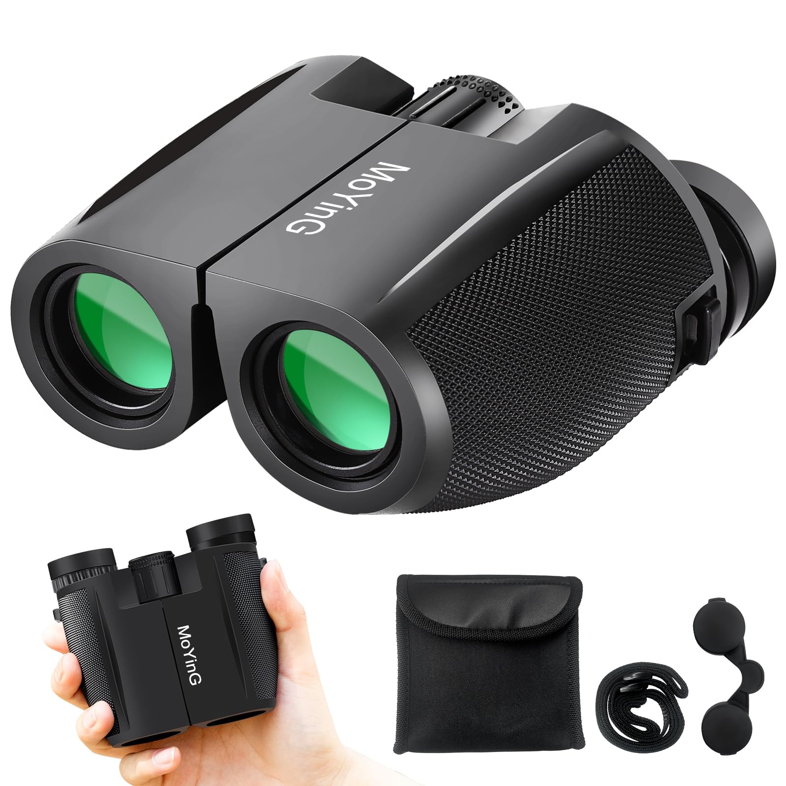 Moying 12X25 Compact Binoculars For Adults And Kids, Waterproof Binocular With Low Light Vision,High Powered Precise Focus Binoculars For Bird Watching,Outdoor Hunting,Travel,Sightseeing,With Bak4 Prism Fmc