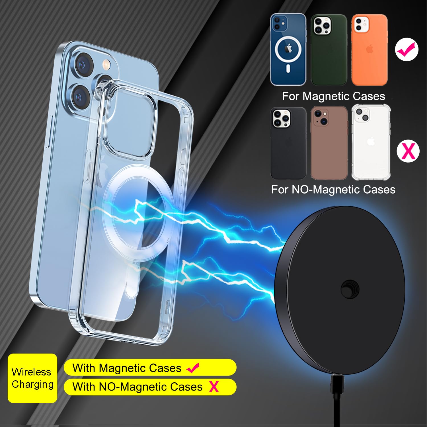 Hafoko Ha-W08 Magnetic Selfie Stick Wireless Charging Tripod Magnetic Wireless Charging Mount Desktop Smartphone Extension Tripod Magnetic Holder W Magic Arm Compatibel For Iphone 15/14/13/12