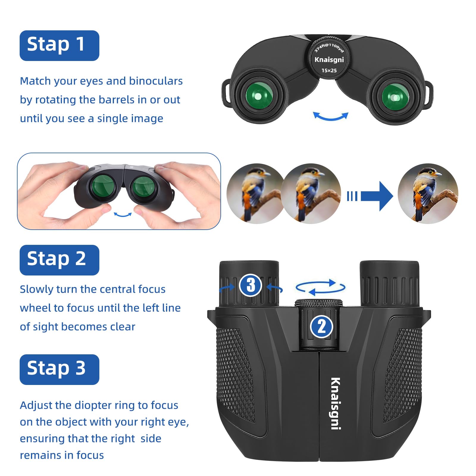 Knaisgni Binoculars For Adults And Kids, 15X25 High Powered Compact Binoculars For Bird Watching, Theater, Concerts, Sightseeing, Opera Concerts