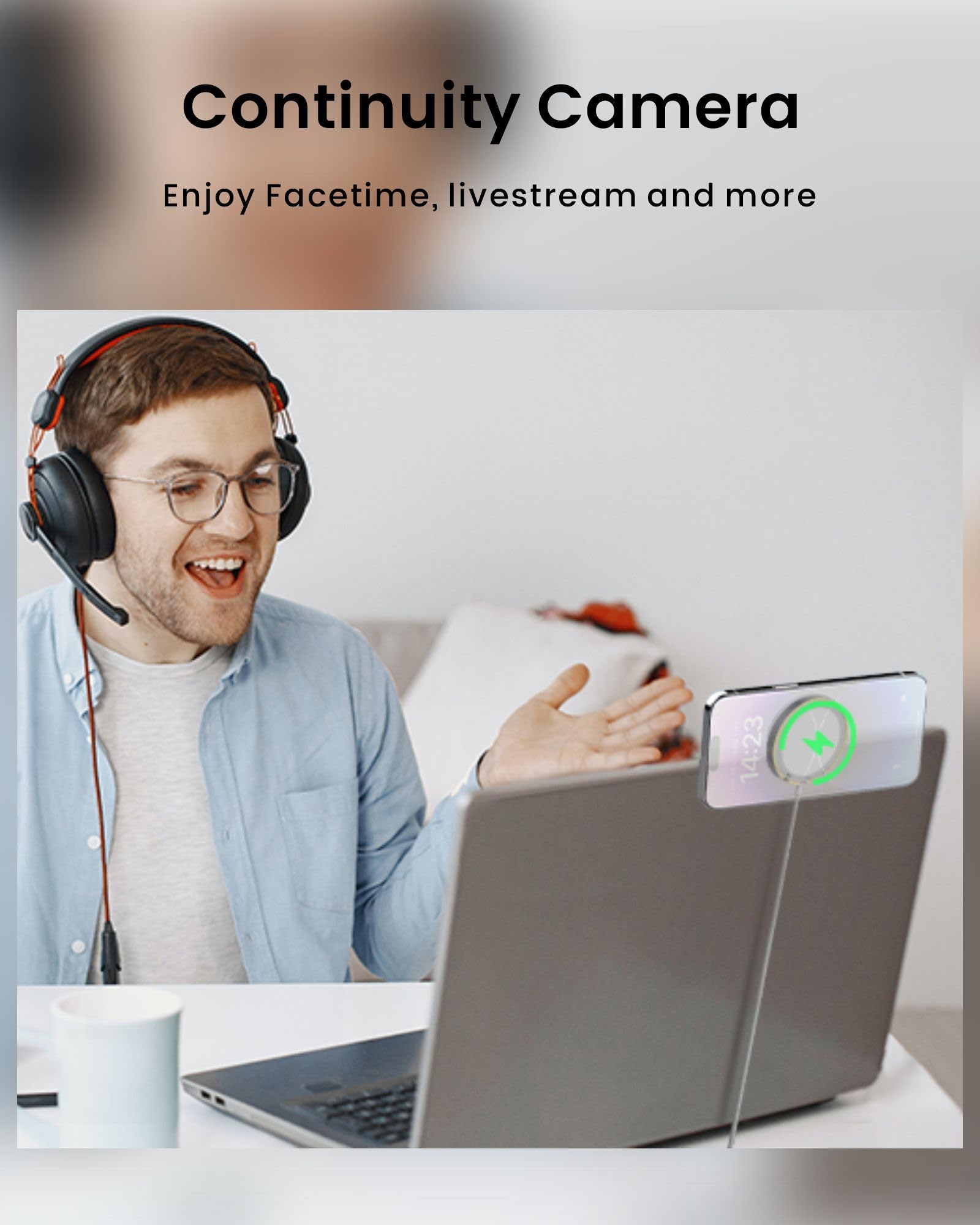 Sodi Continuity Camera Mount For Macbook&Iphone，Mag-Safe Webcam Mount Stand For Desk, Adjustable & Foldable Magnetic Phone Stand Compatible With Os Ventura, Iphone 16/15/14/13/12 Series Facetime