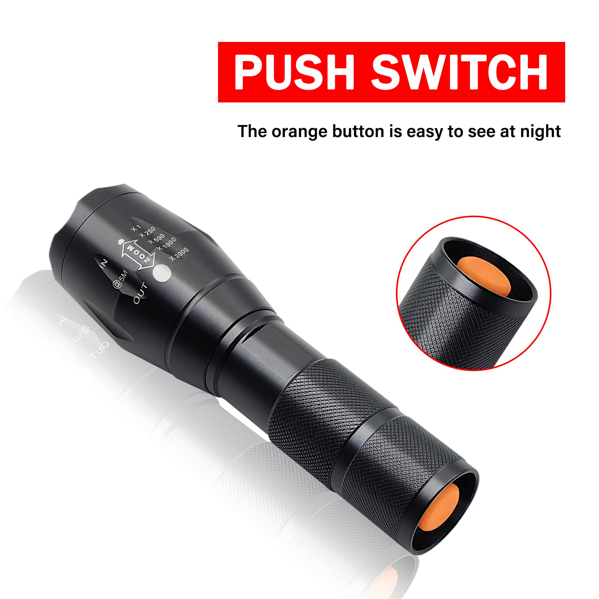 Souyos High Power Blue Led Flashlight,Zoomable Long Range Single Mode Blue Light Flashlights For Night Deer Hunting Fishing
