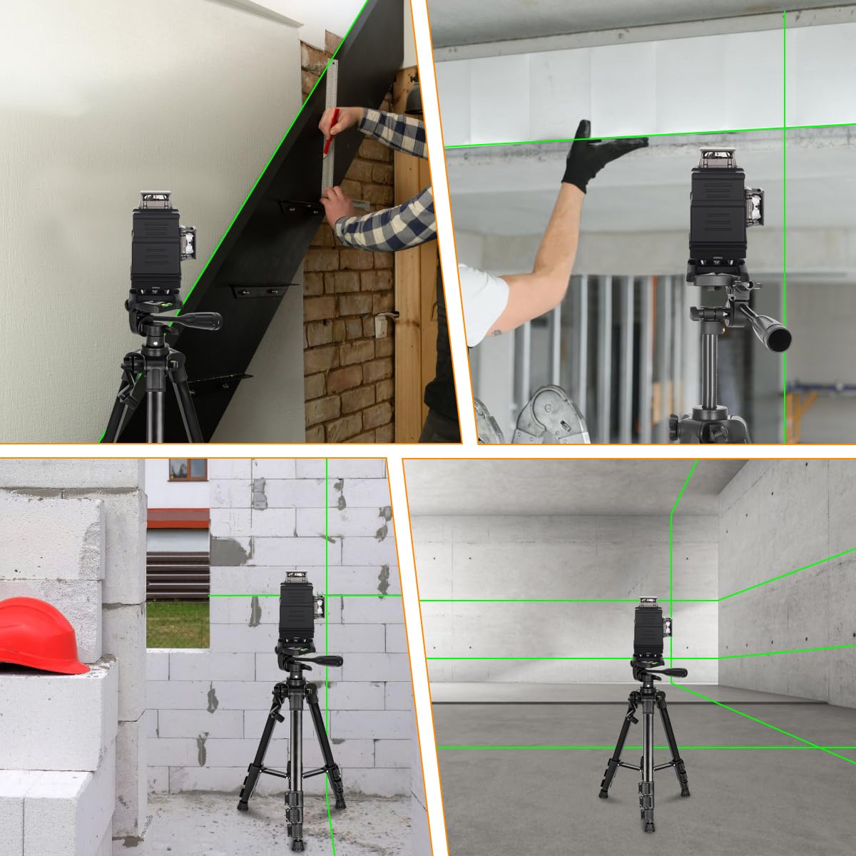 Jeppo 46.85" Lightweight Adjustable Aluminum Tripod For Laser Level, With Bubble Level, 1/4"-20 Thread Interface, 3-Way Swivel Pan Head